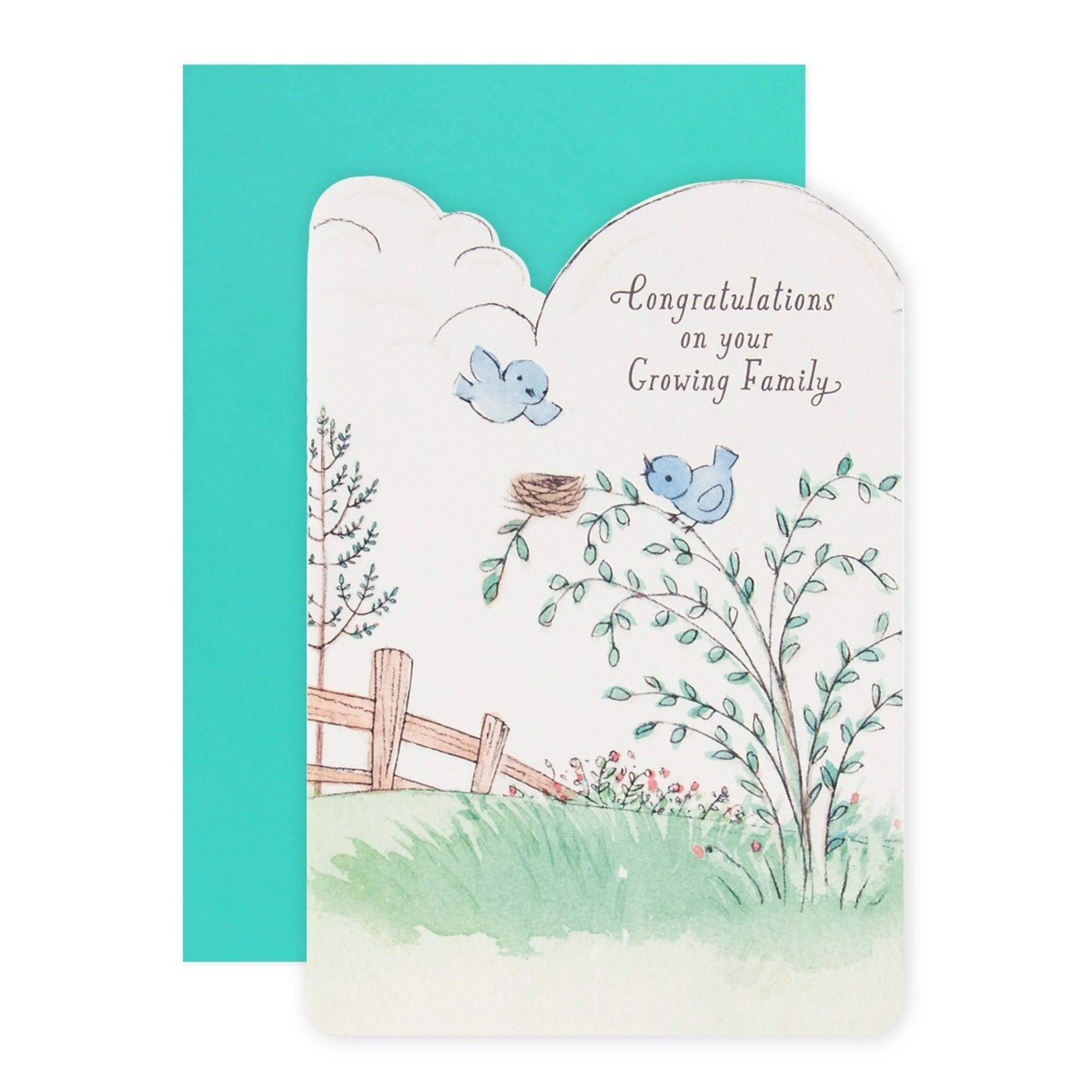 1 Connections from Hallmark Baby Congratulations Card - Little Birds