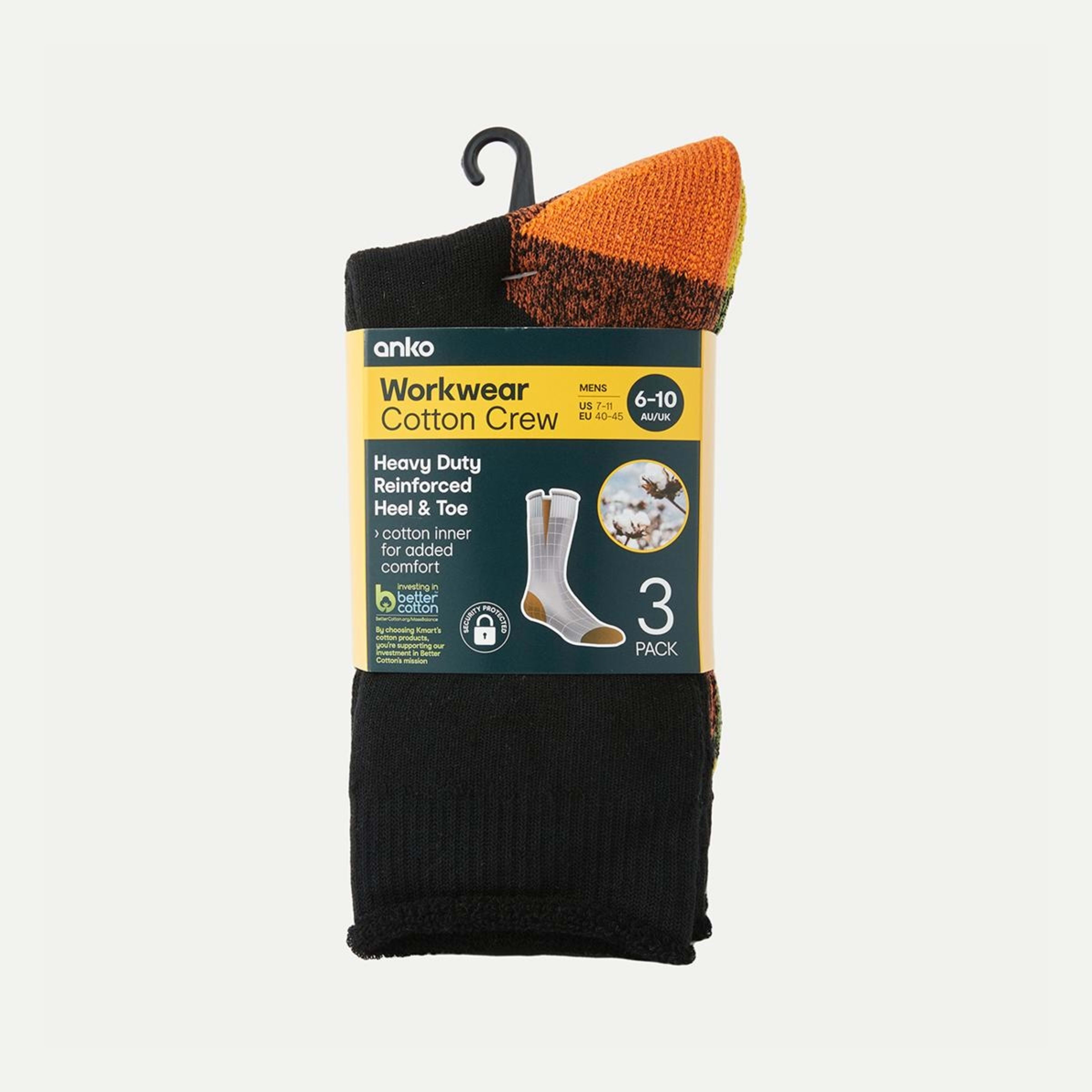 3 3 Pack Workwear Cotton Rich Socks Black, 3 of 3