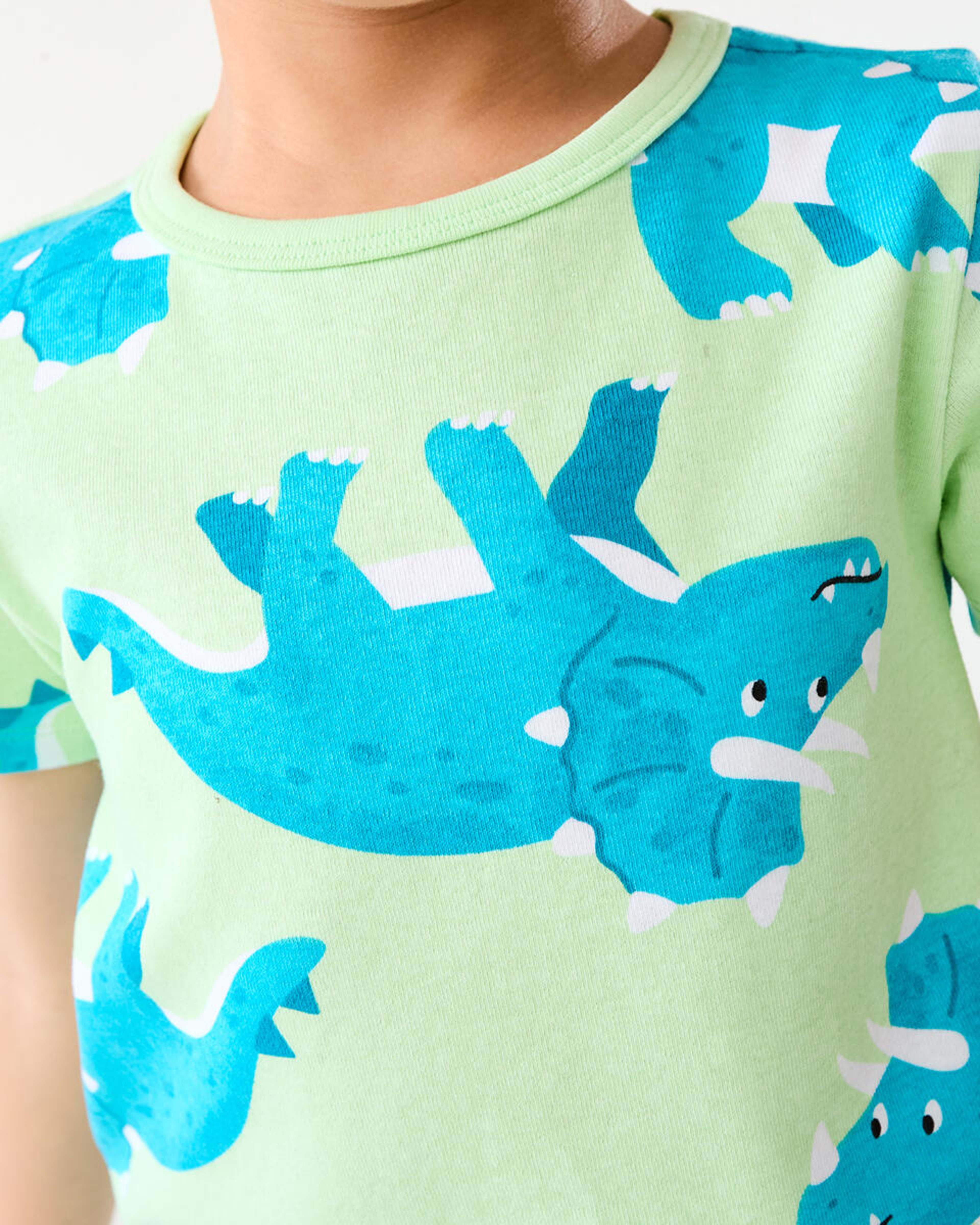 4 Short Sleeve Rib Knit Pyjama Set Dinopatgrn, 4 of 10