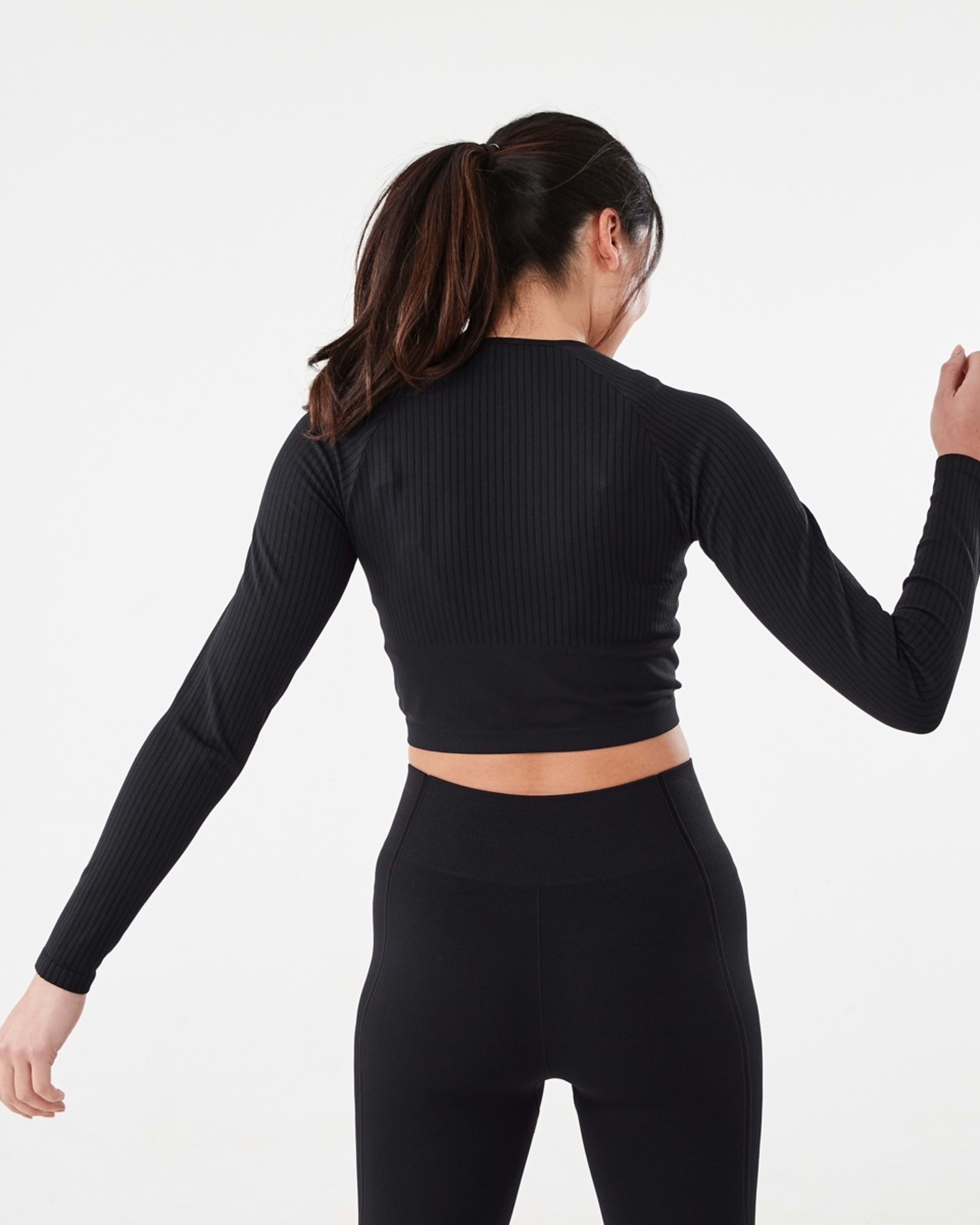 3 Active Womens Long Sleeve Seamfree Top Black, 3 of 7
