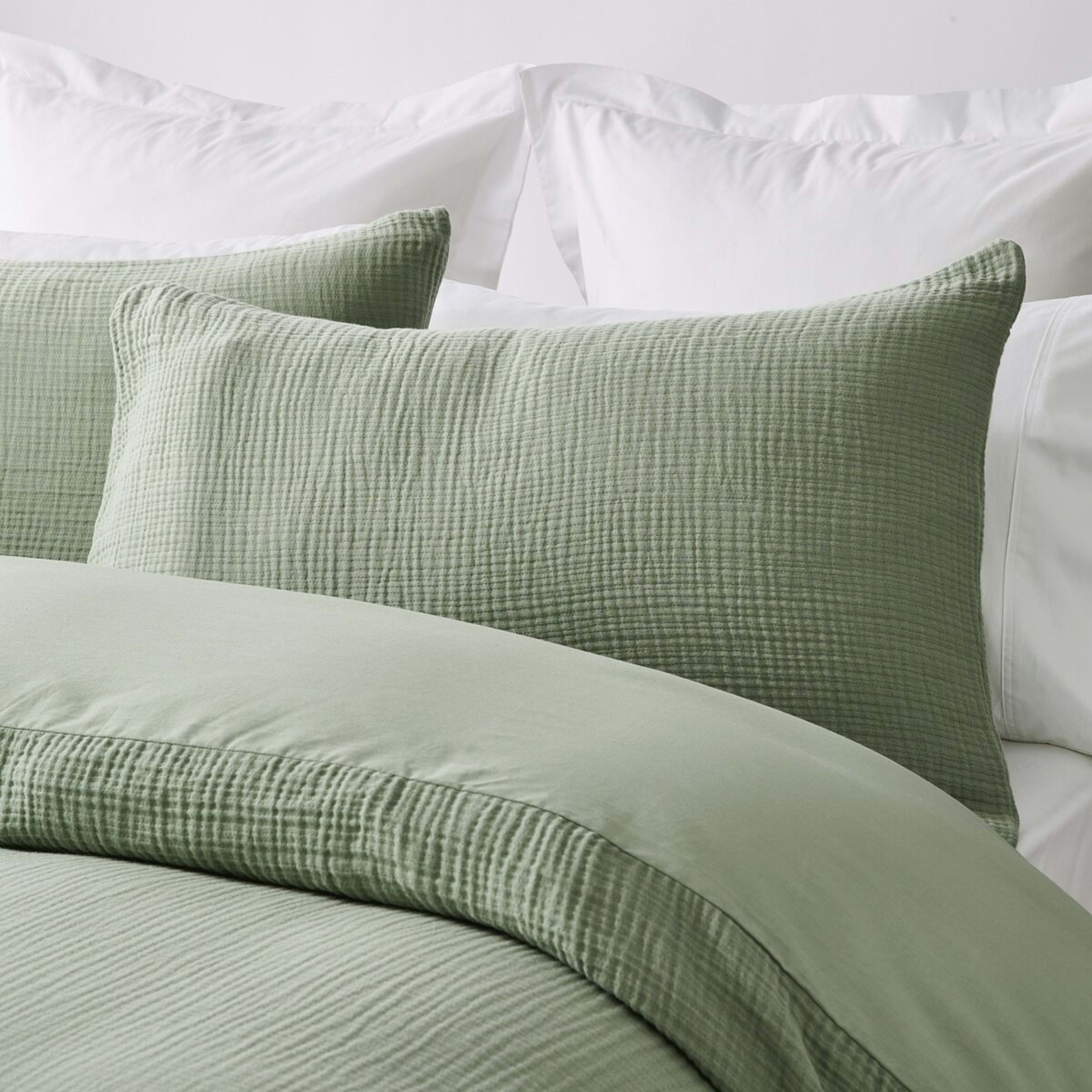2 Muslin Cotton Quilt Cover Set - Double Bed, Seagrass, 2 of 6