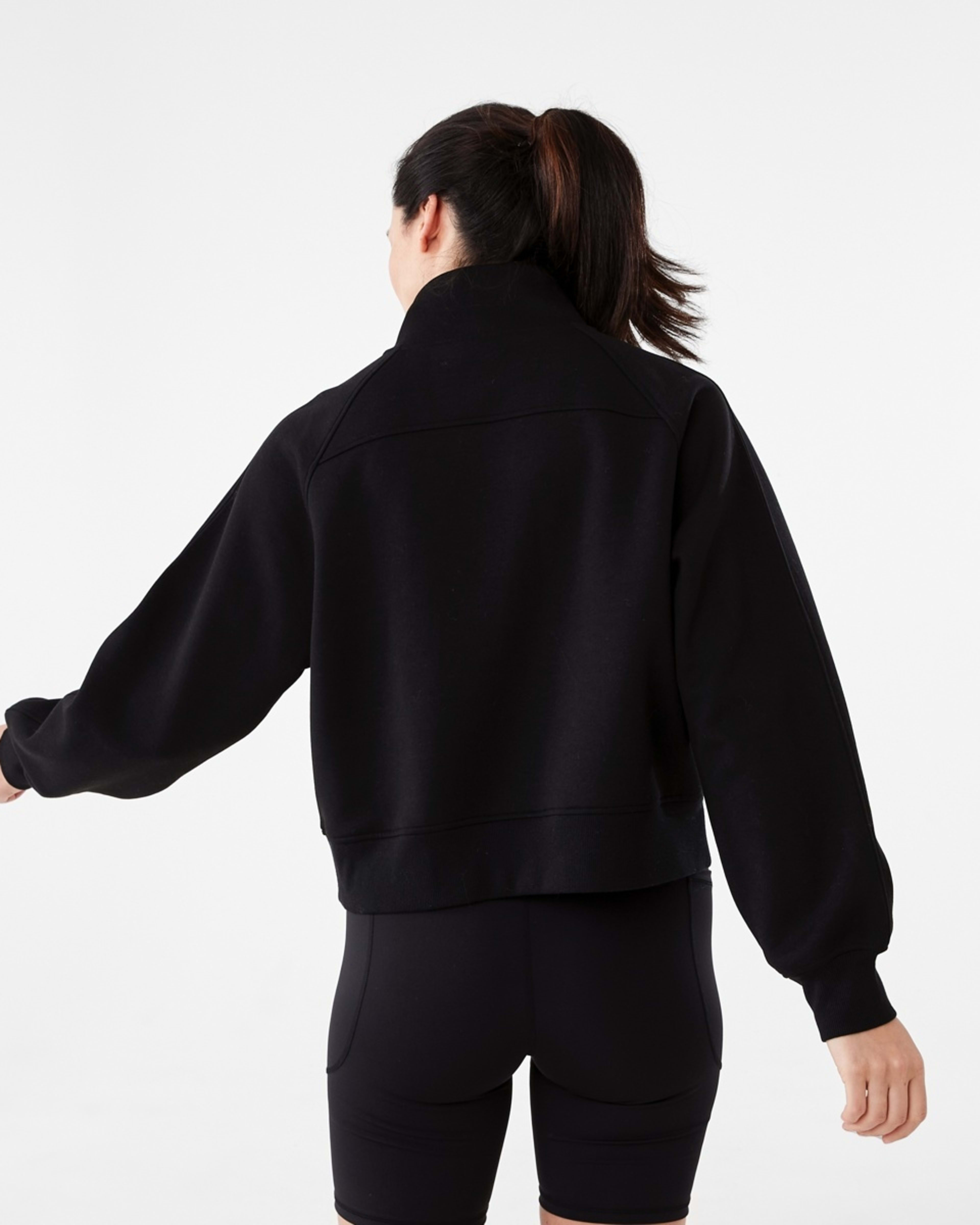 3 Active Womens Half Zip Long Sleeve Sweatshirt Black, 3 of 6
