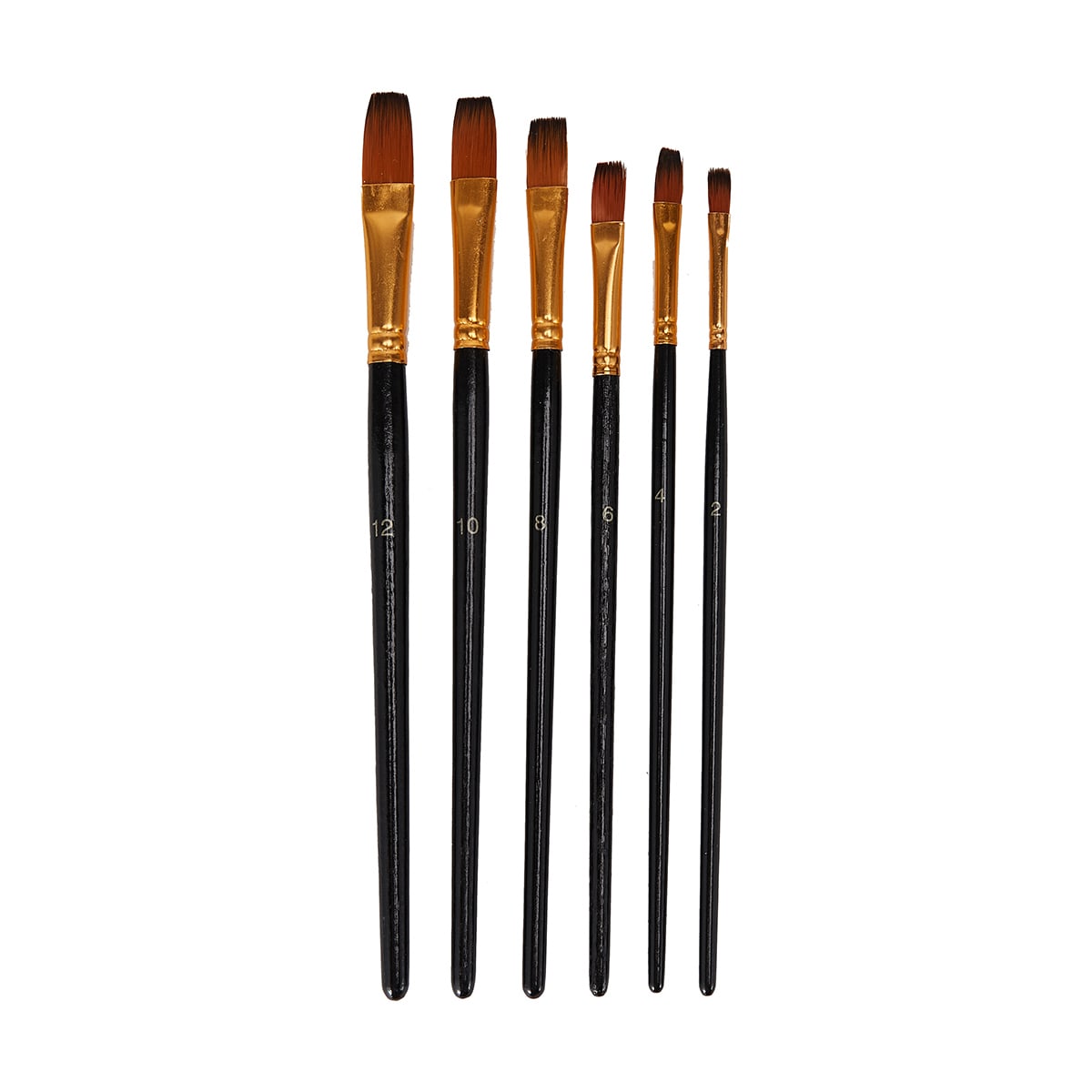 6 Pack Flat Taklon Brush Set Kmart