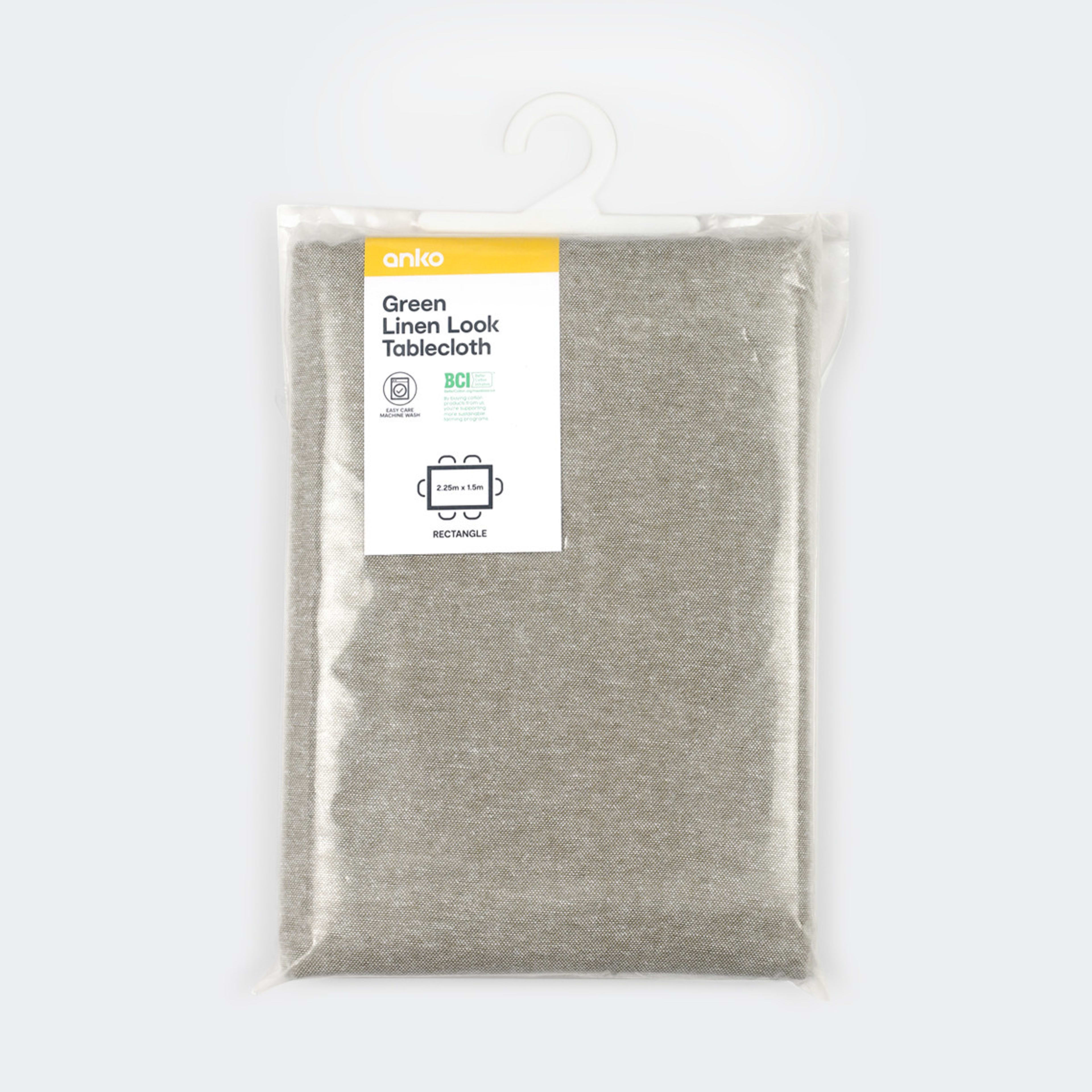 Green Linen Look Tablecloth Kmart