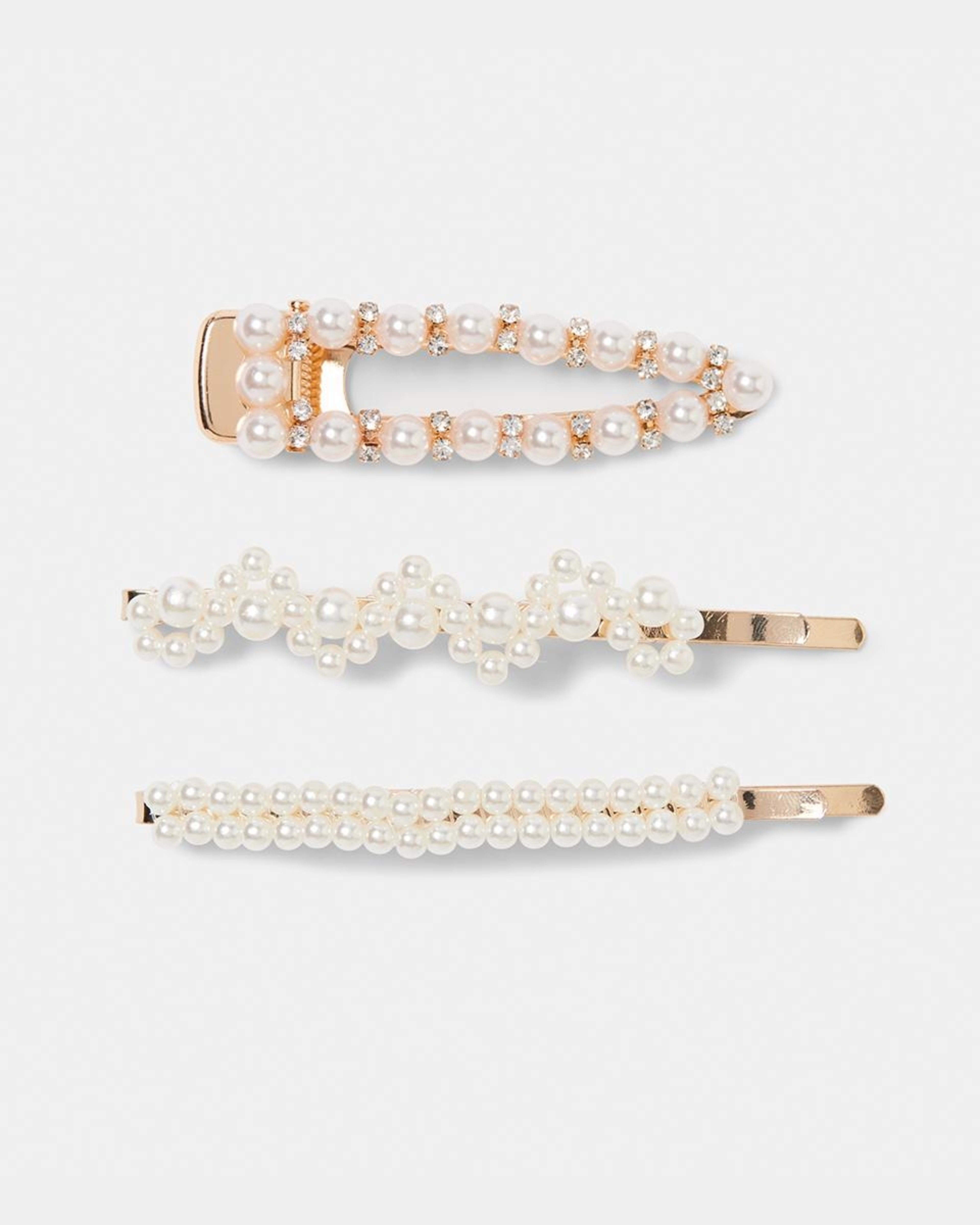 3 Pack Faux Pearl Gold Tone Hair Clips Kmart NZ