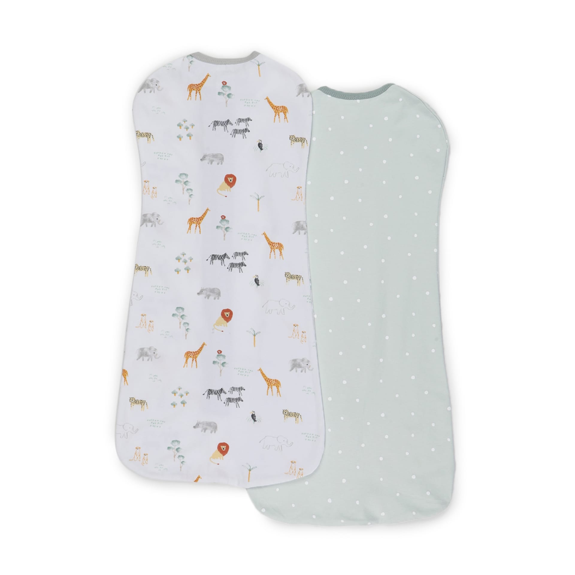 2 Pack Organic Cotton Swaddle Pouches Safari Kmart