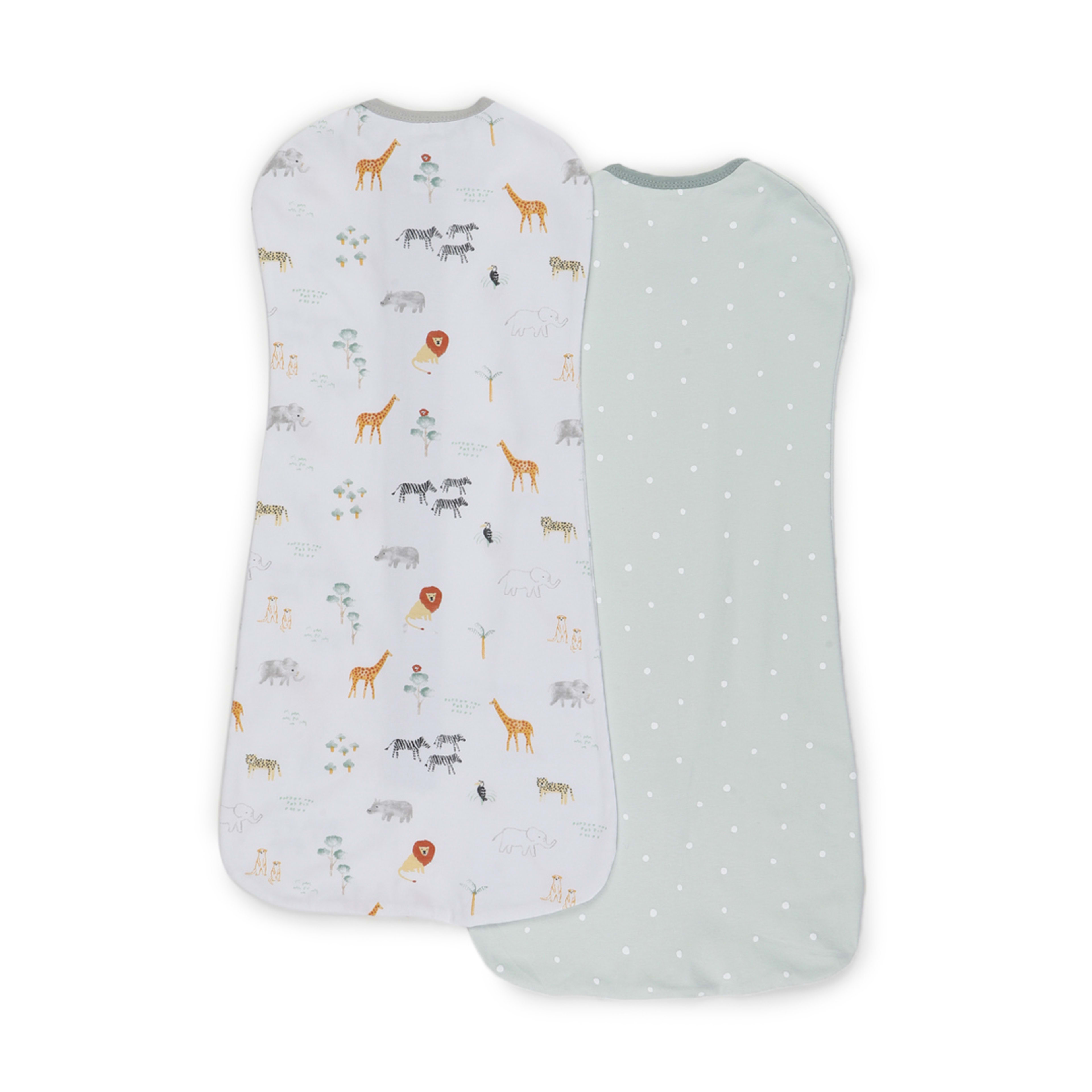 2 Pack Organic Cotton Swaddle Pouches Safari Kmart