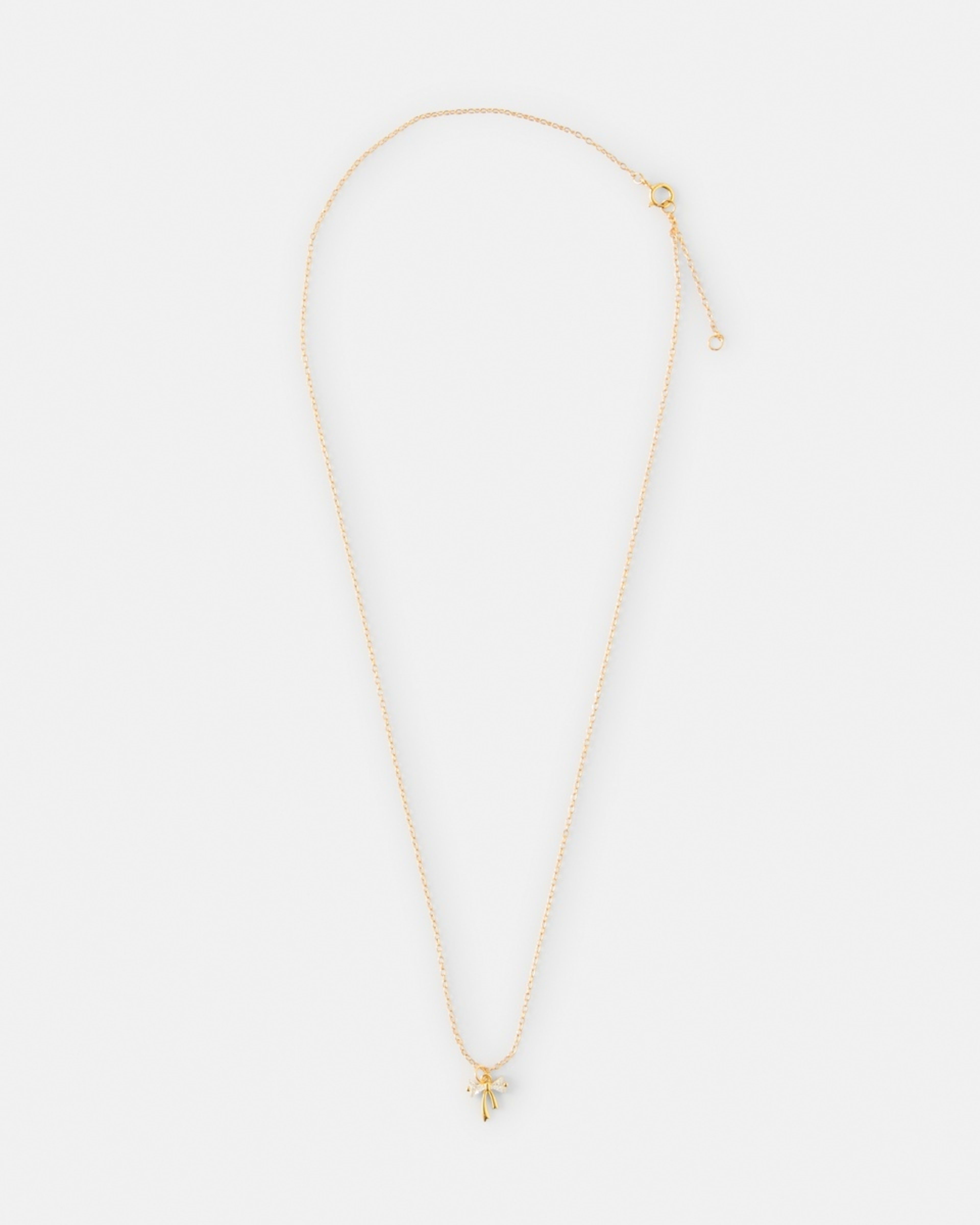 2 Cubic Zirconia Gold Plated Sterling Silver 925 Bow Necklace Gold, 2 of 4