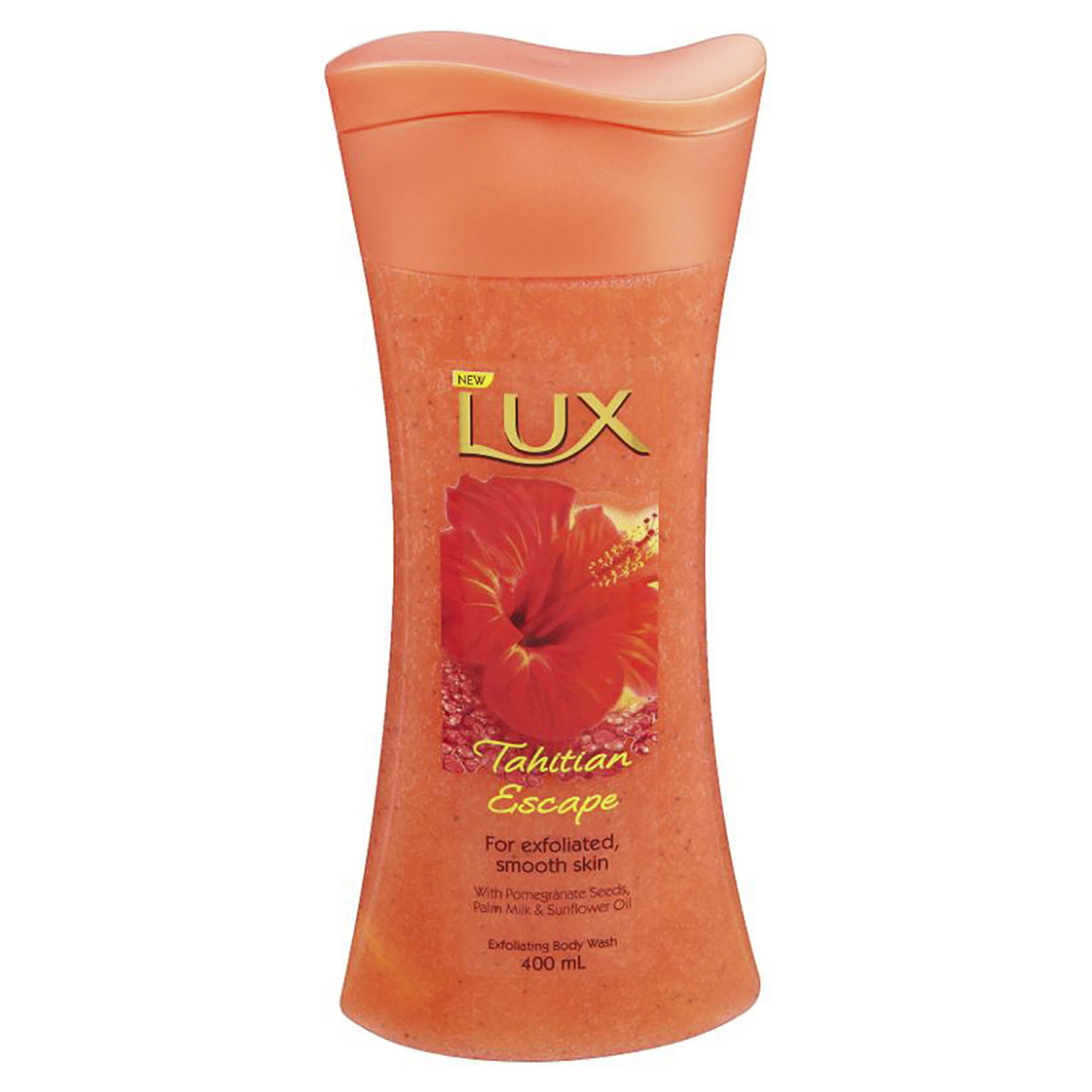 1 LUX Tahitian Escape Exfoliating Body Wash 400ml - Pomegranate Seeds, Palm Milk & Sunflower Oil
