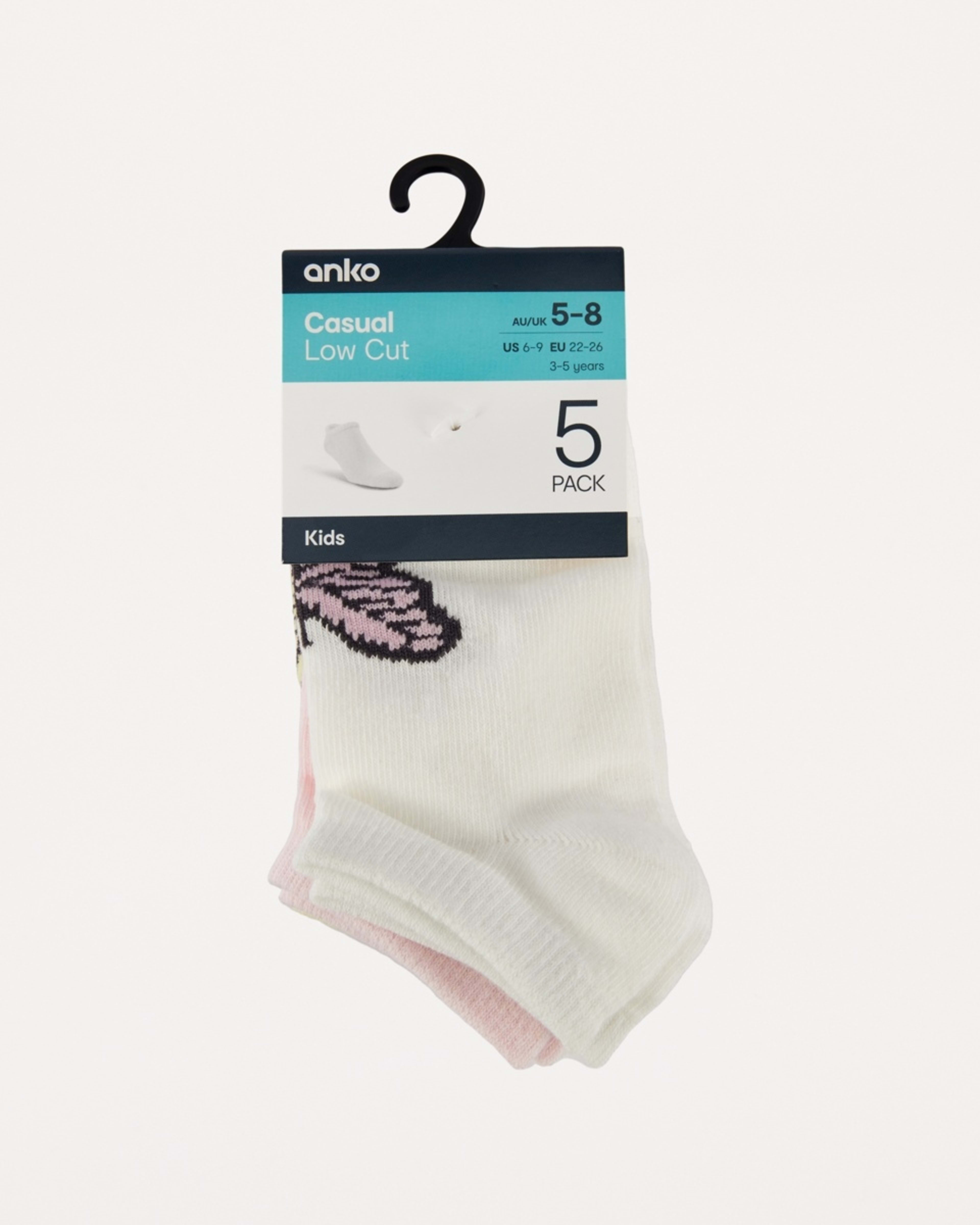 3 5 Pack Trainer Socks BUTTERFLY, 3 of 3