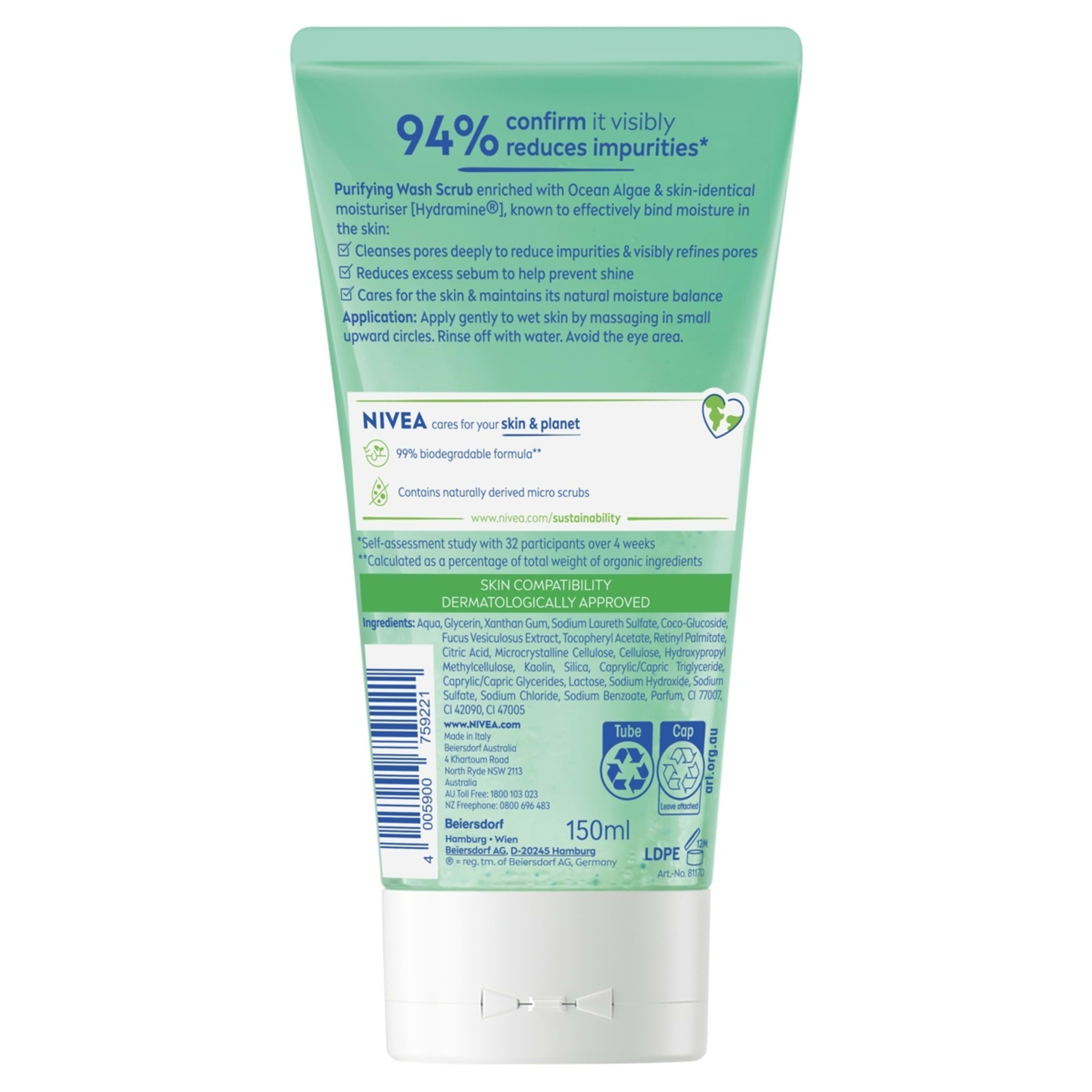 2 Nivea Purifying Wash Scrub 150ml - Ocean Algae and Hydramine, 2 of 7