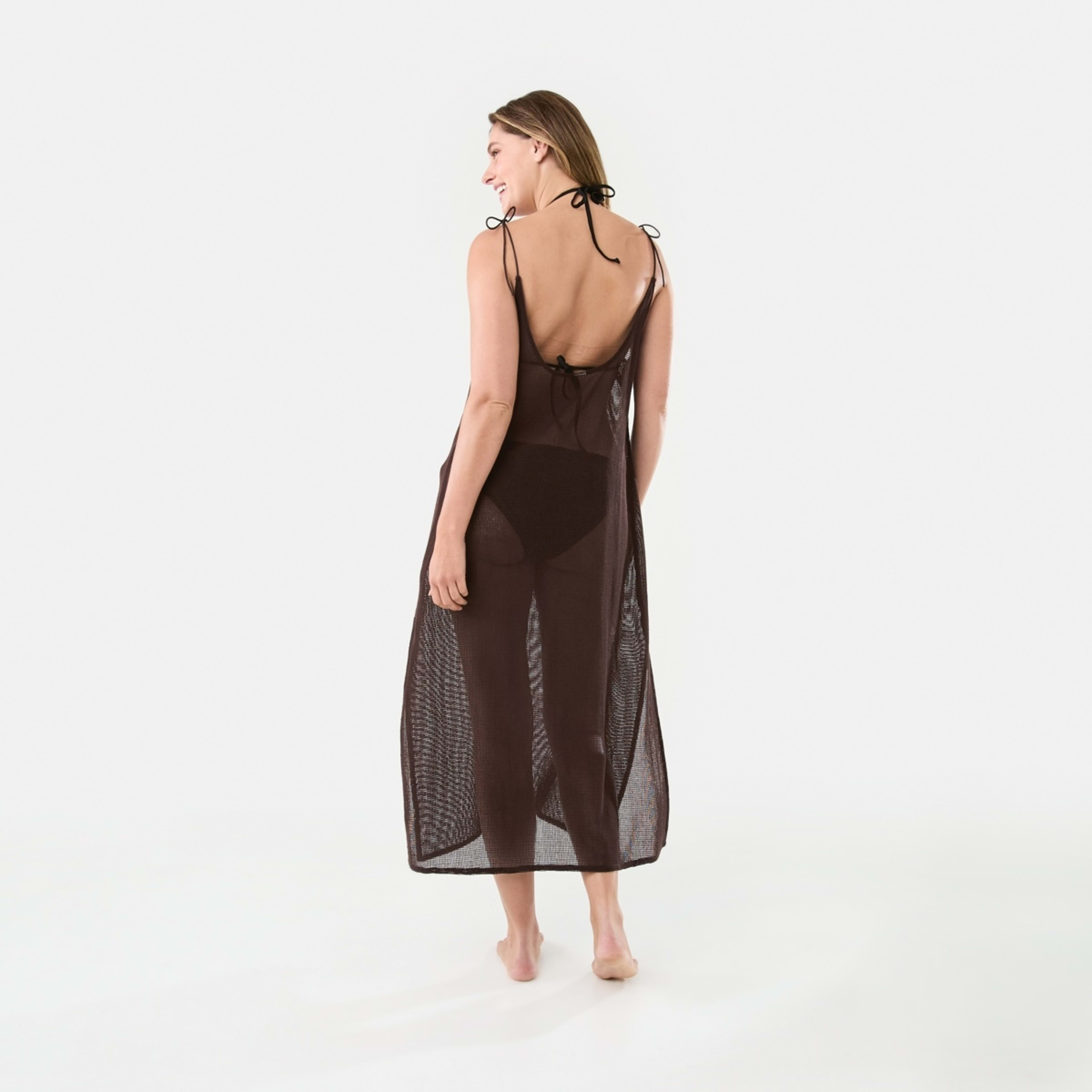 3 Open Mesh Maxi Dress Plum Brown, 3 of 6