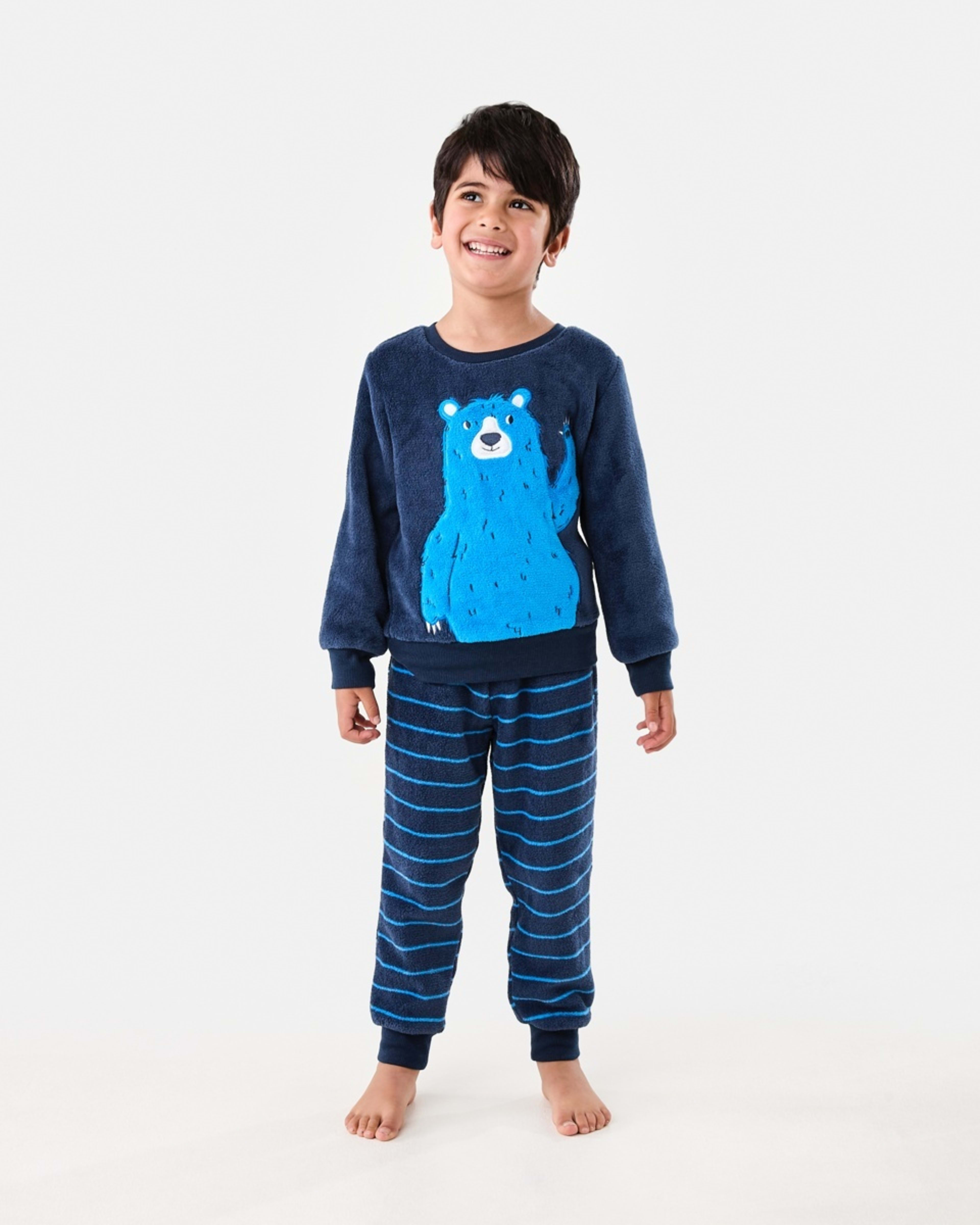 1 Fluffy Pyjama Set Nvy Bear
