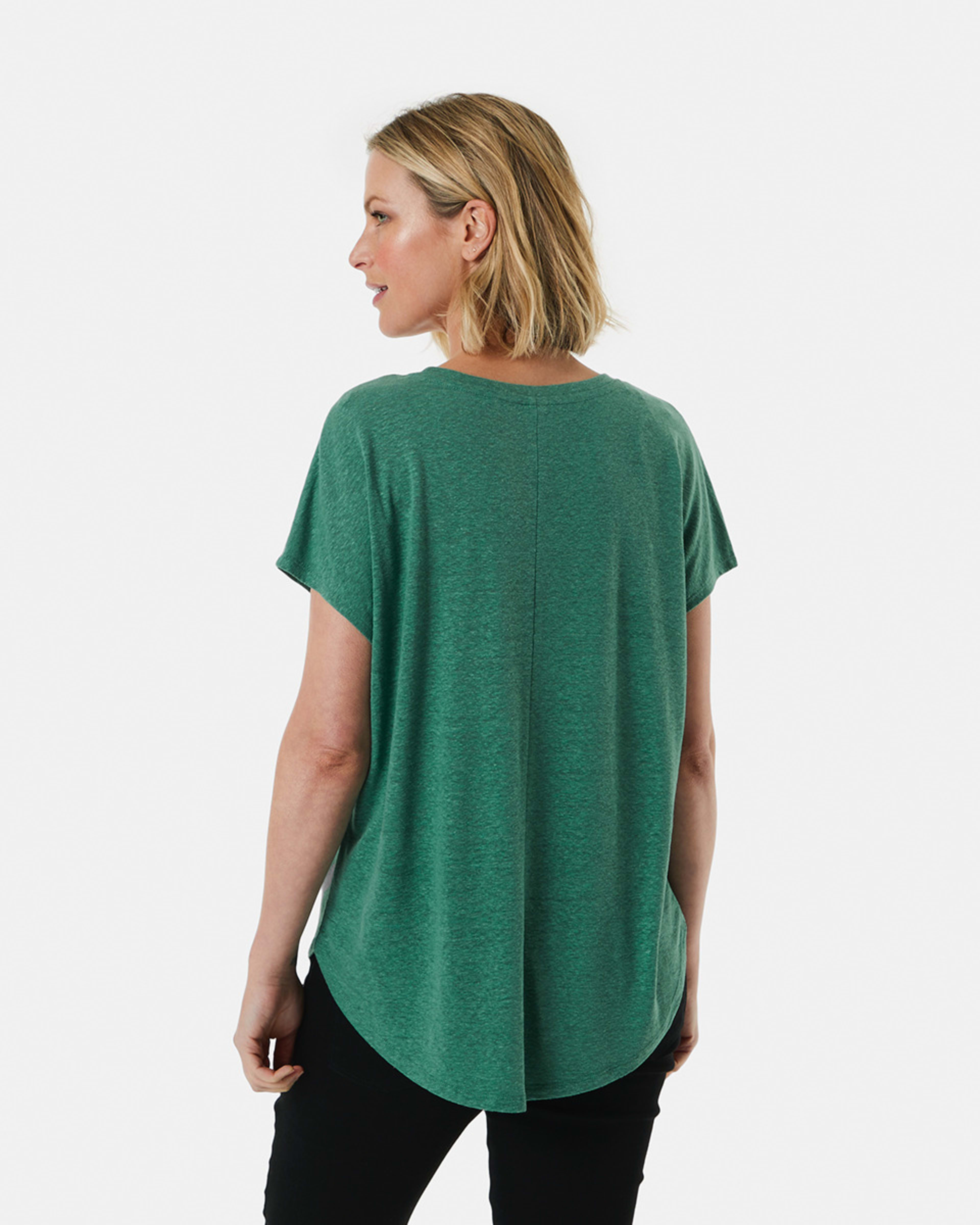 Linen Blend Extended Sleeve Tee Kmart