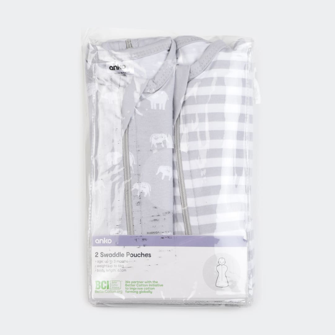 2 Pack Swaddle Pouches Elephants Kmart