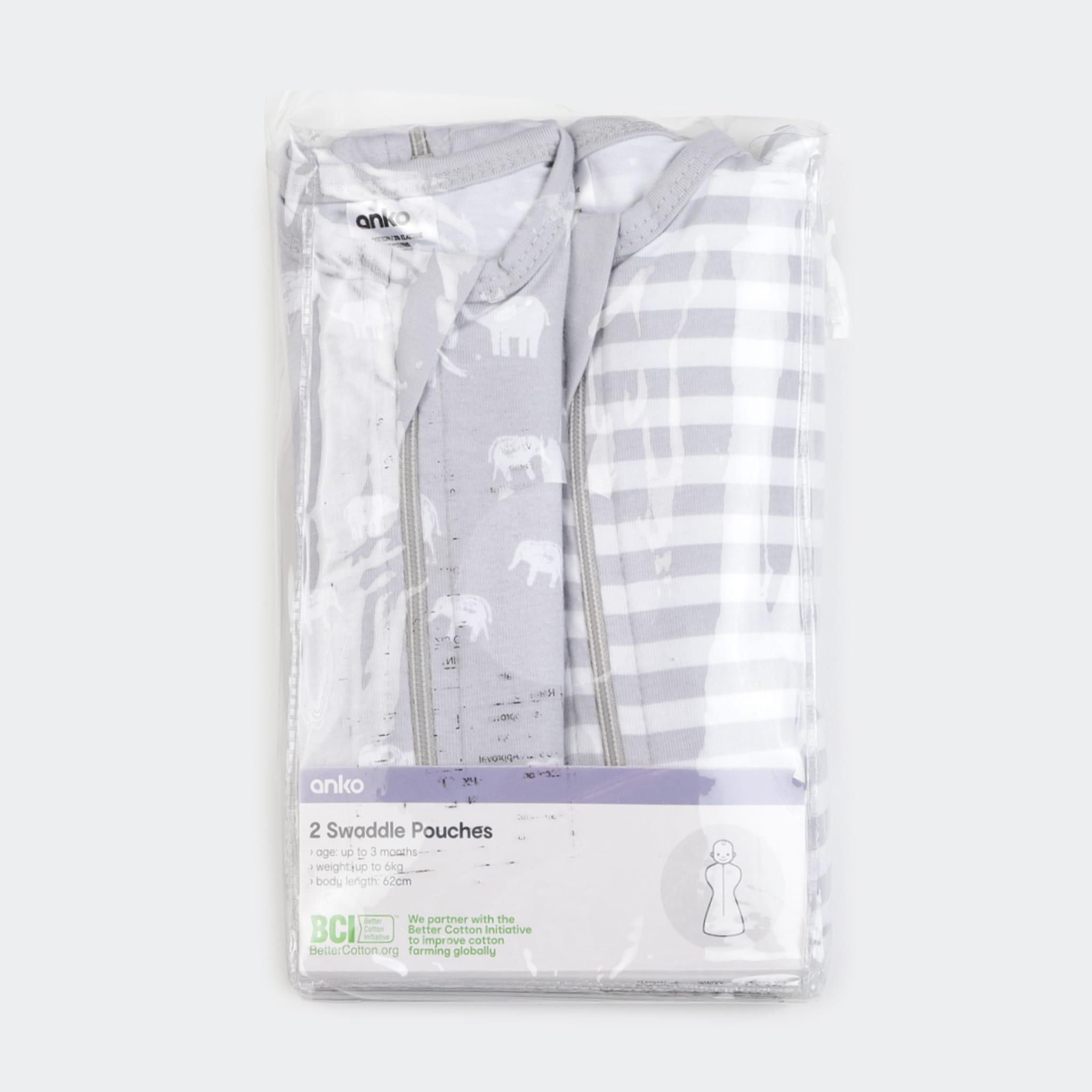 2 Pack Swaddle Pouches Elephants Kmart