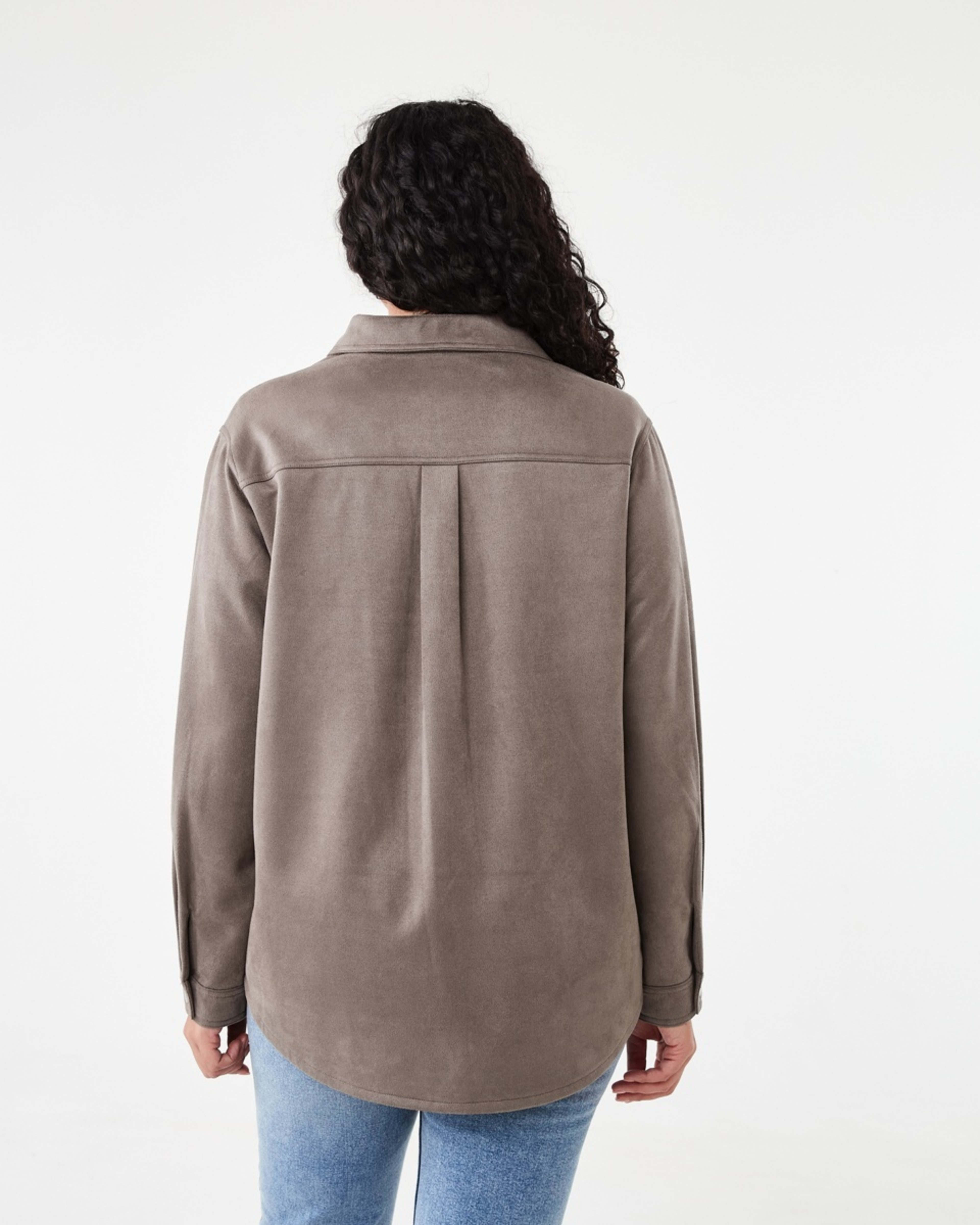 4 Long Sleeve Suedette Shirt Taupe Brn, 4 of 8