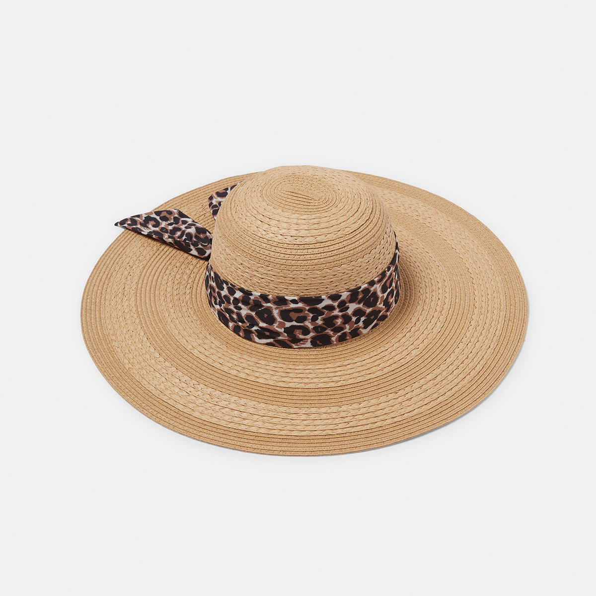 Leopard Print Trim Wide Brim Hat - Kmart