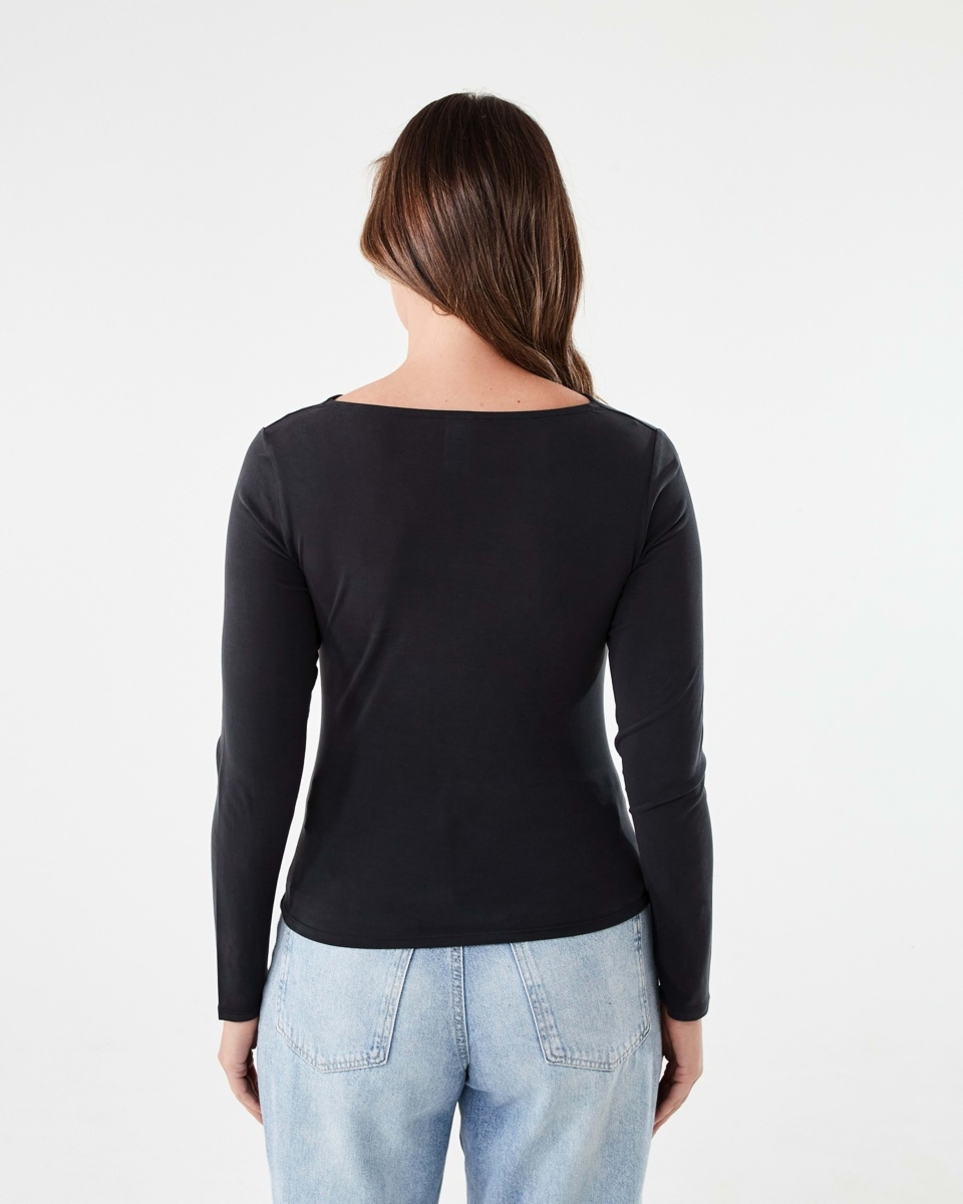 4 Long Sleeve Drape Cowl Neck Top BLACK, 4 of 6