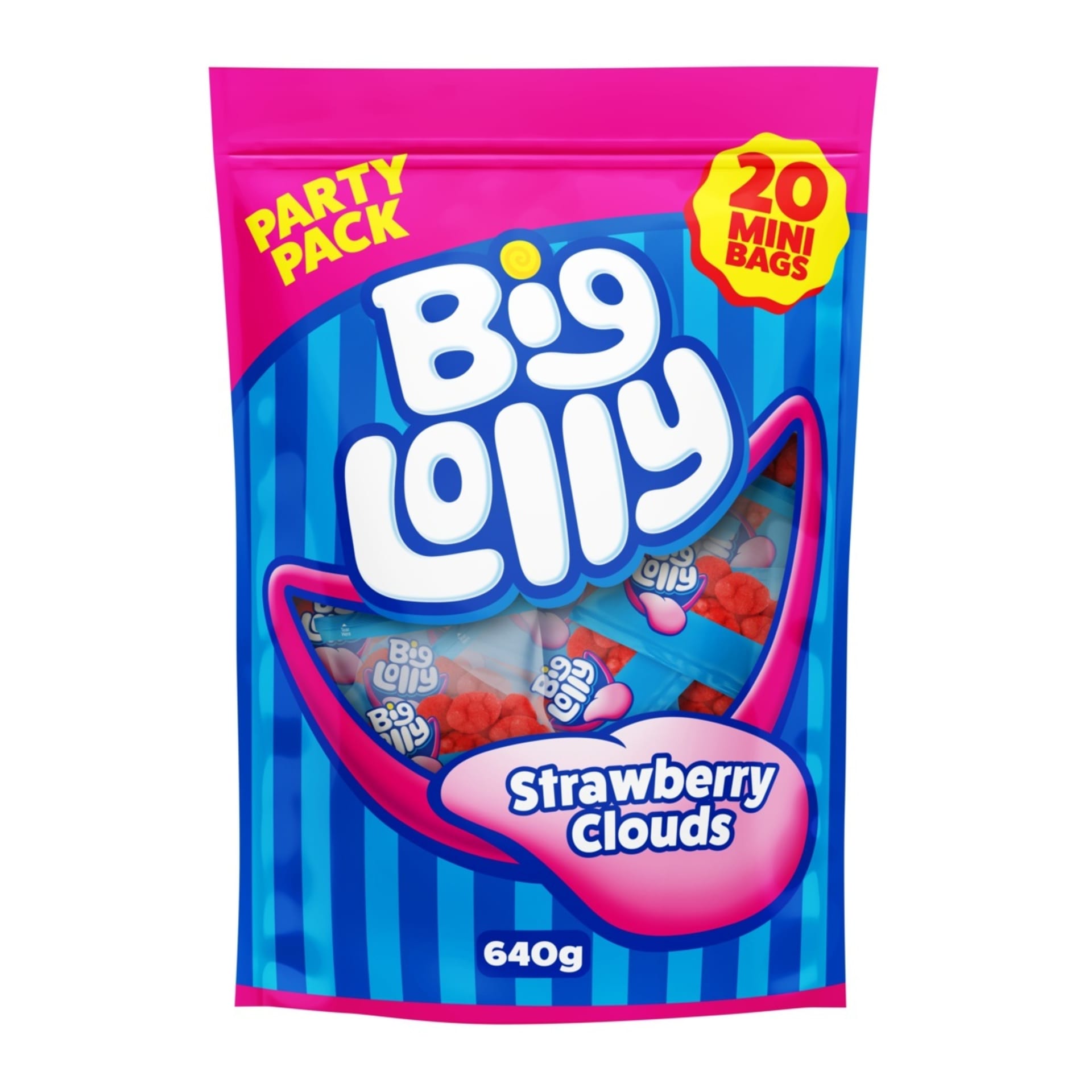 20 Pack Big Lolly Strawberry Clouds Party Pack 640g Kmart