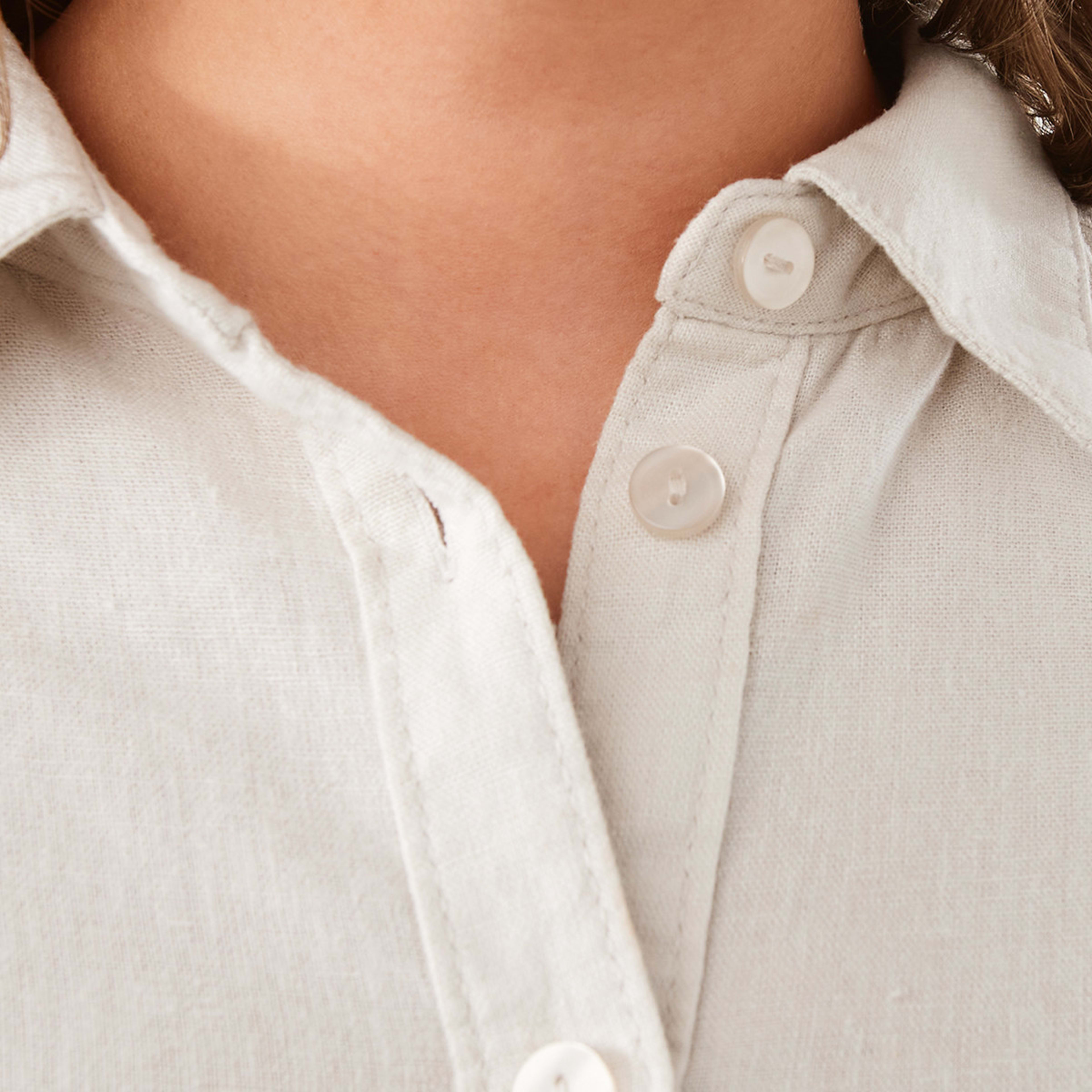 5 Long Sleeve Linen Blend Shirt Nat Beige, 5 of 7