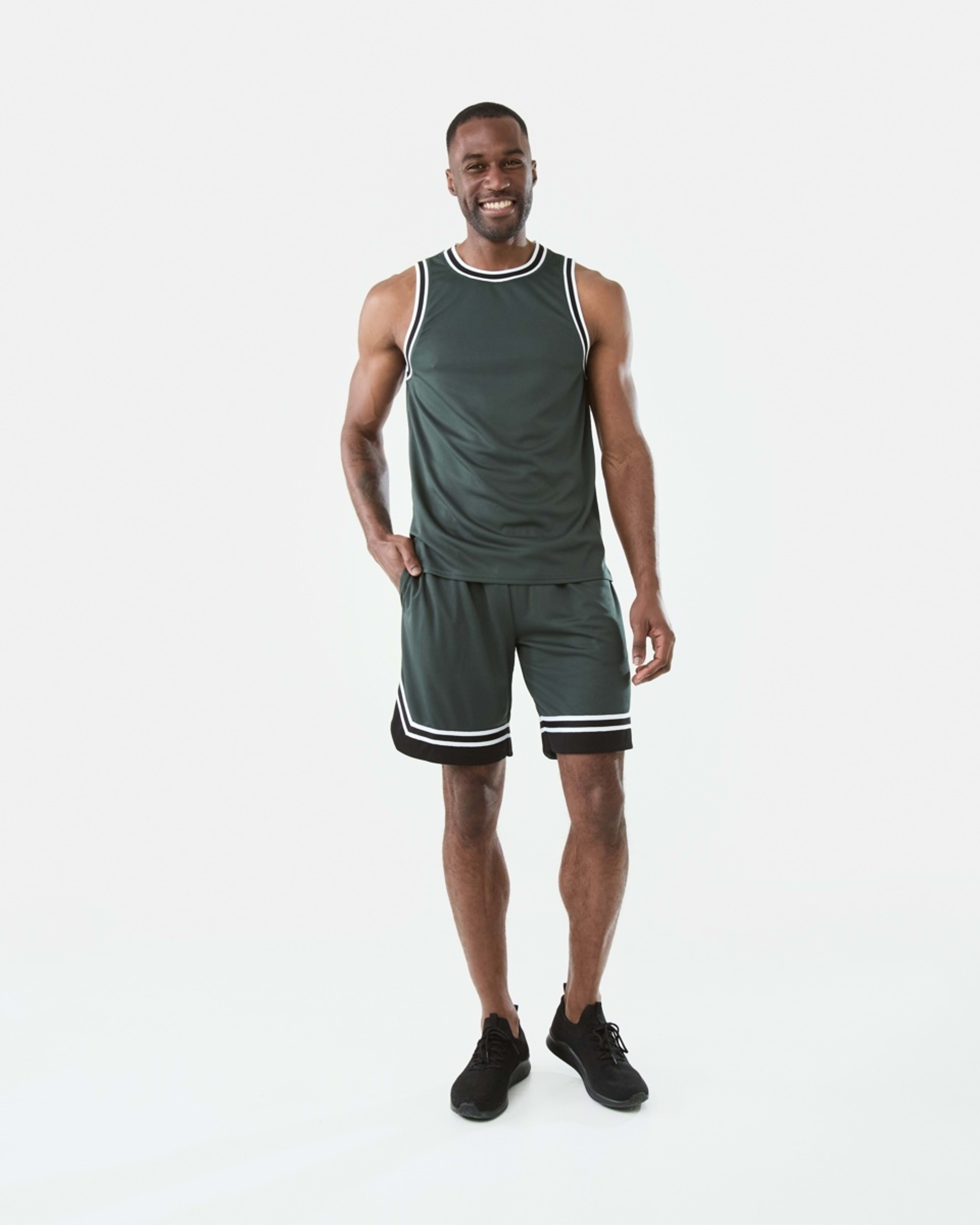 6 Active Mens Basketball Tank Hunt Green, 6 of 6