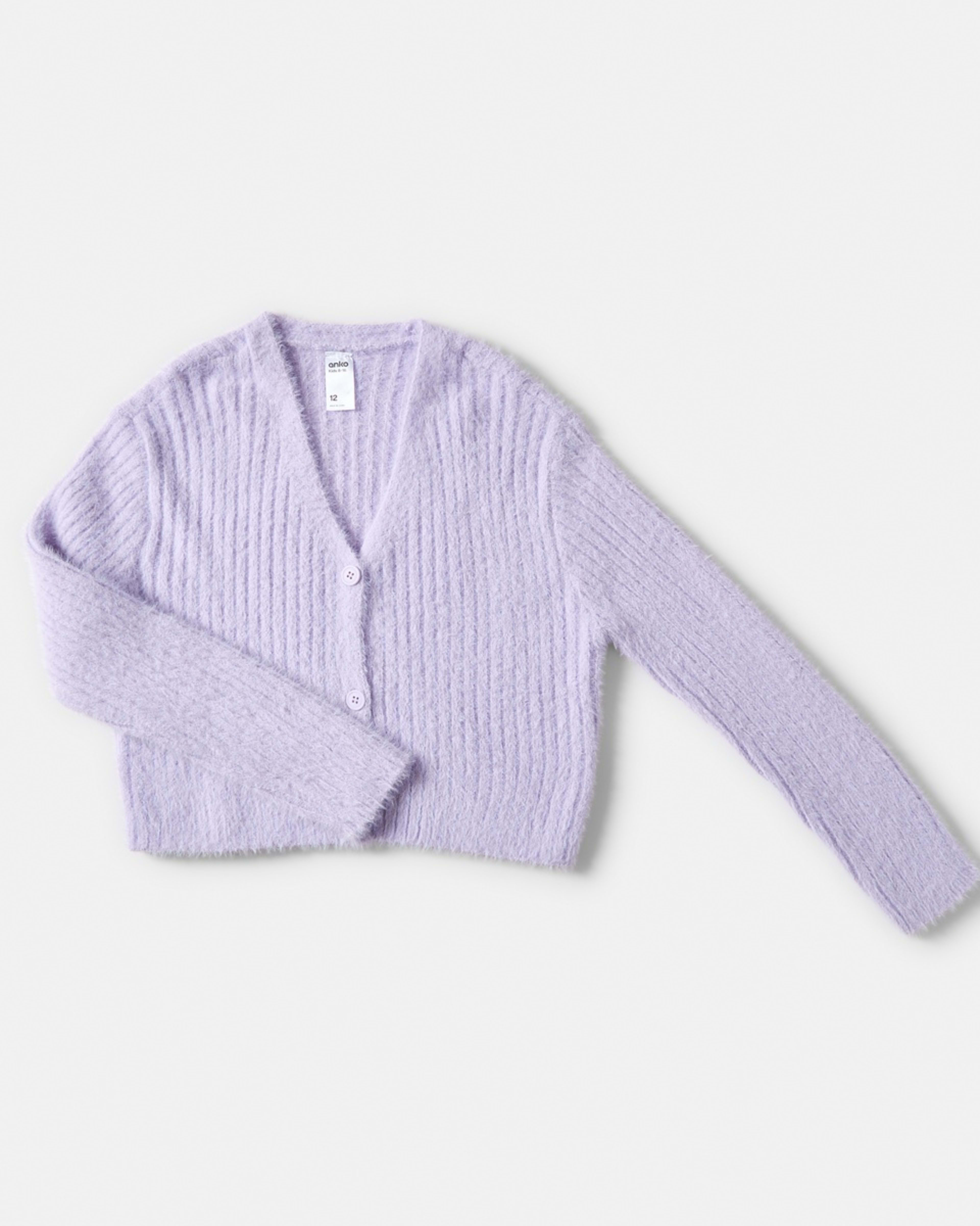 8 Crop Rib Cardigan Pst Purple, 8 of 9