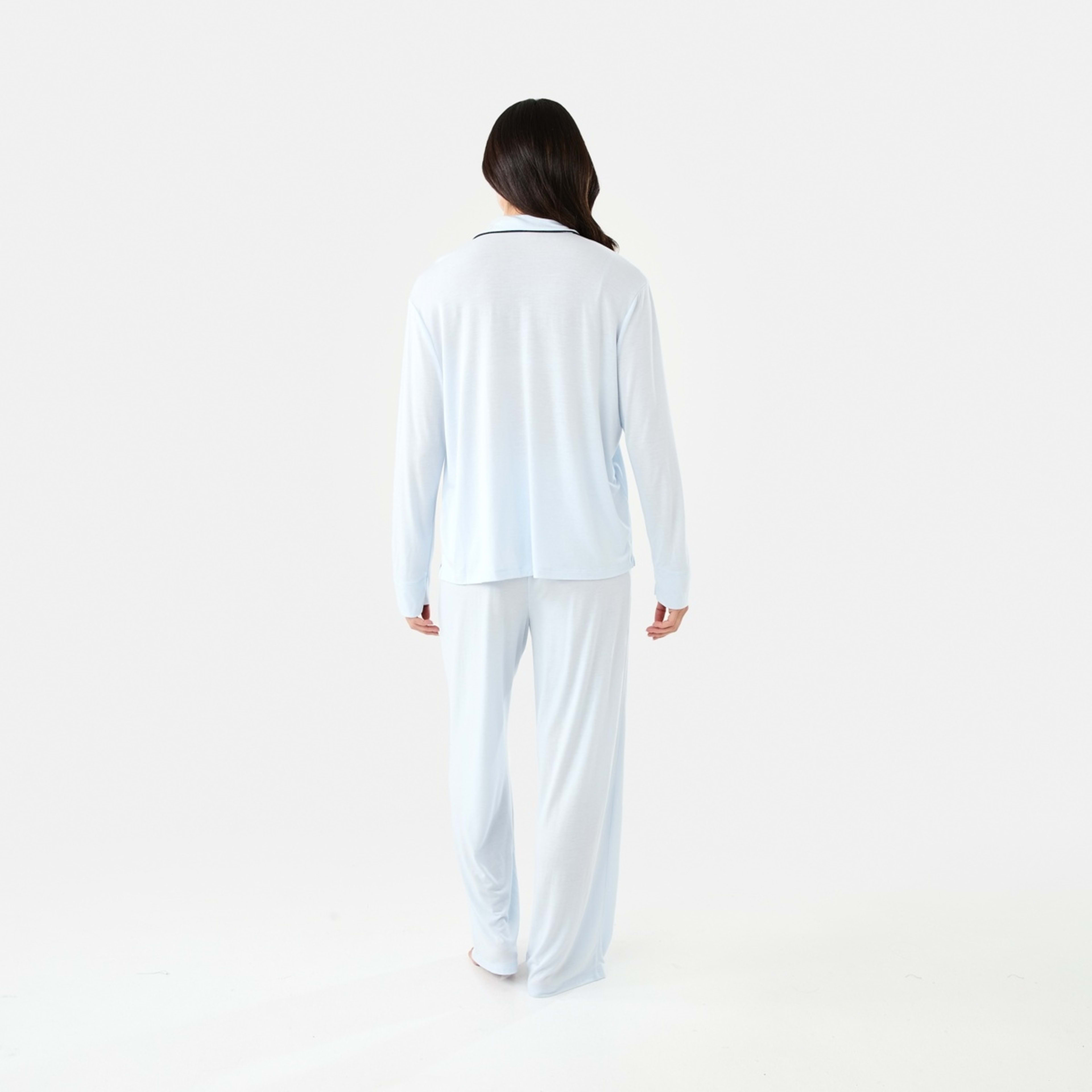 3 Long Sleeve Top and Pants Comfort Pyjama Set Halo Blue, 3 of 8