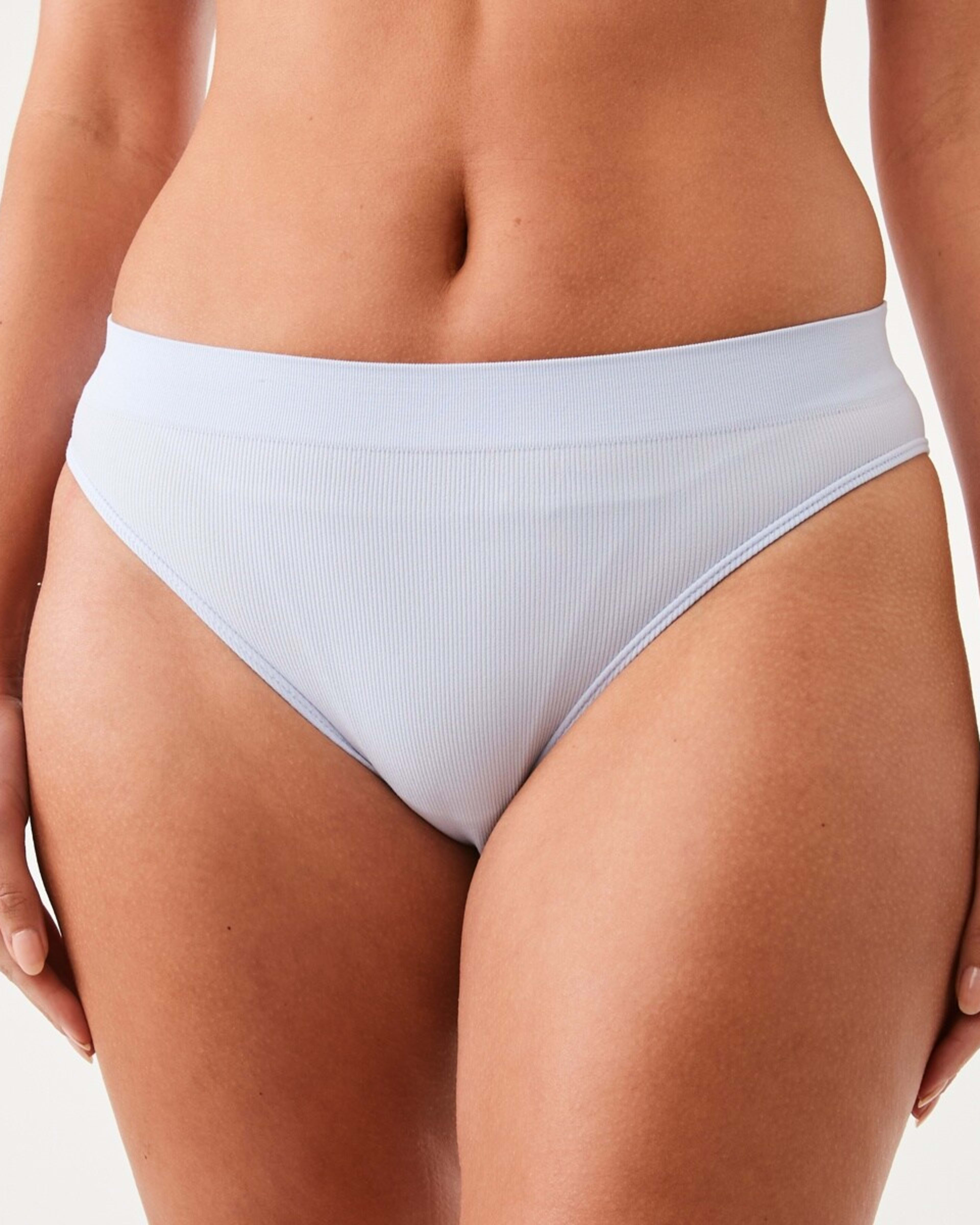 3 3 Pack Ribbed Seamfree Hi-Waist Bikini Briefs HALOGEN BLUE, YELLOW FLAN, SACHET PINK, 3 of 8