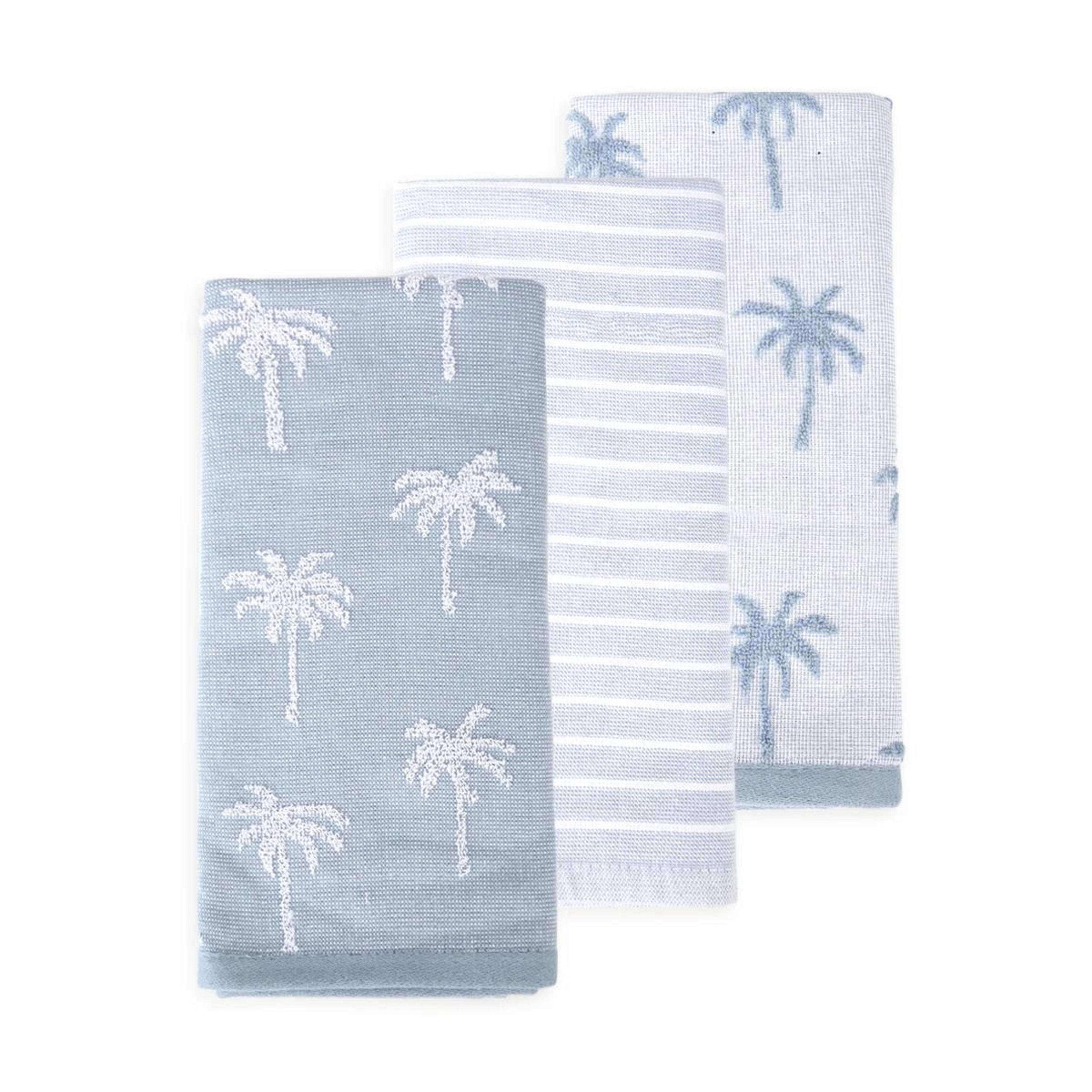 1 3 Pack Blue Palm Tea Towels, 1 of 7