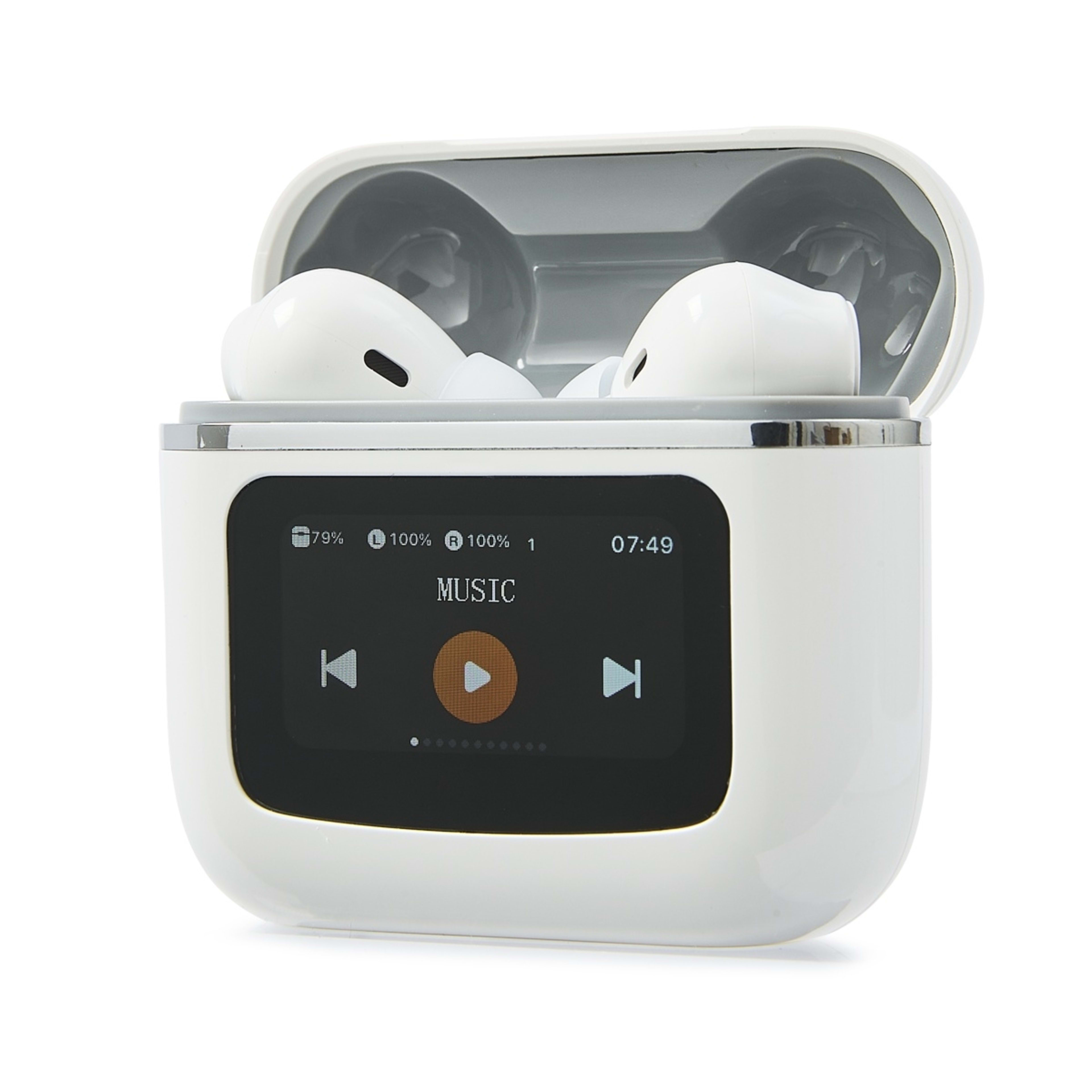 1 True Wireless ANC Earbuds with LCD - White, 1 of 8