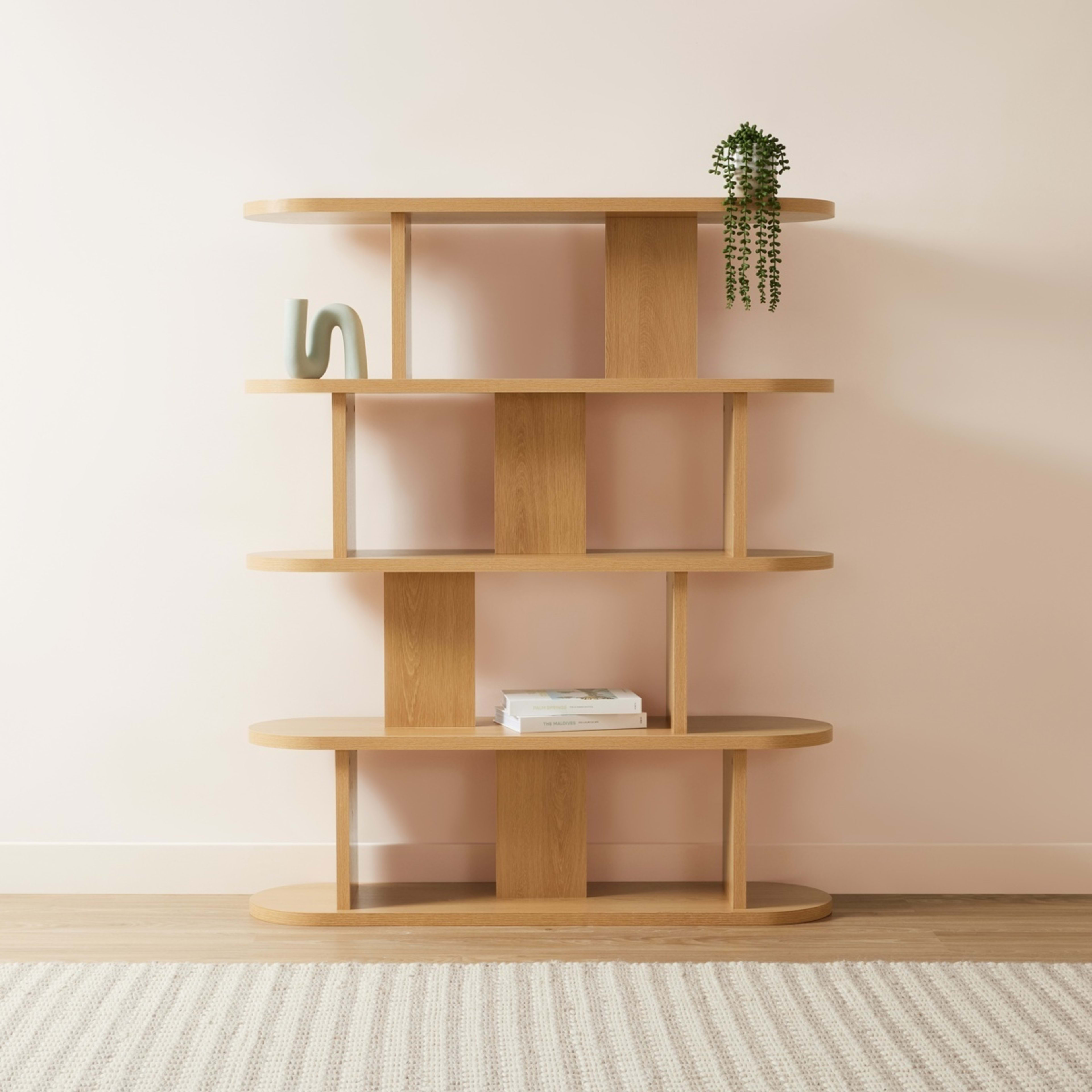 1 5 Tier Lozenge Bookshelf - Oak Look, 1 of 6