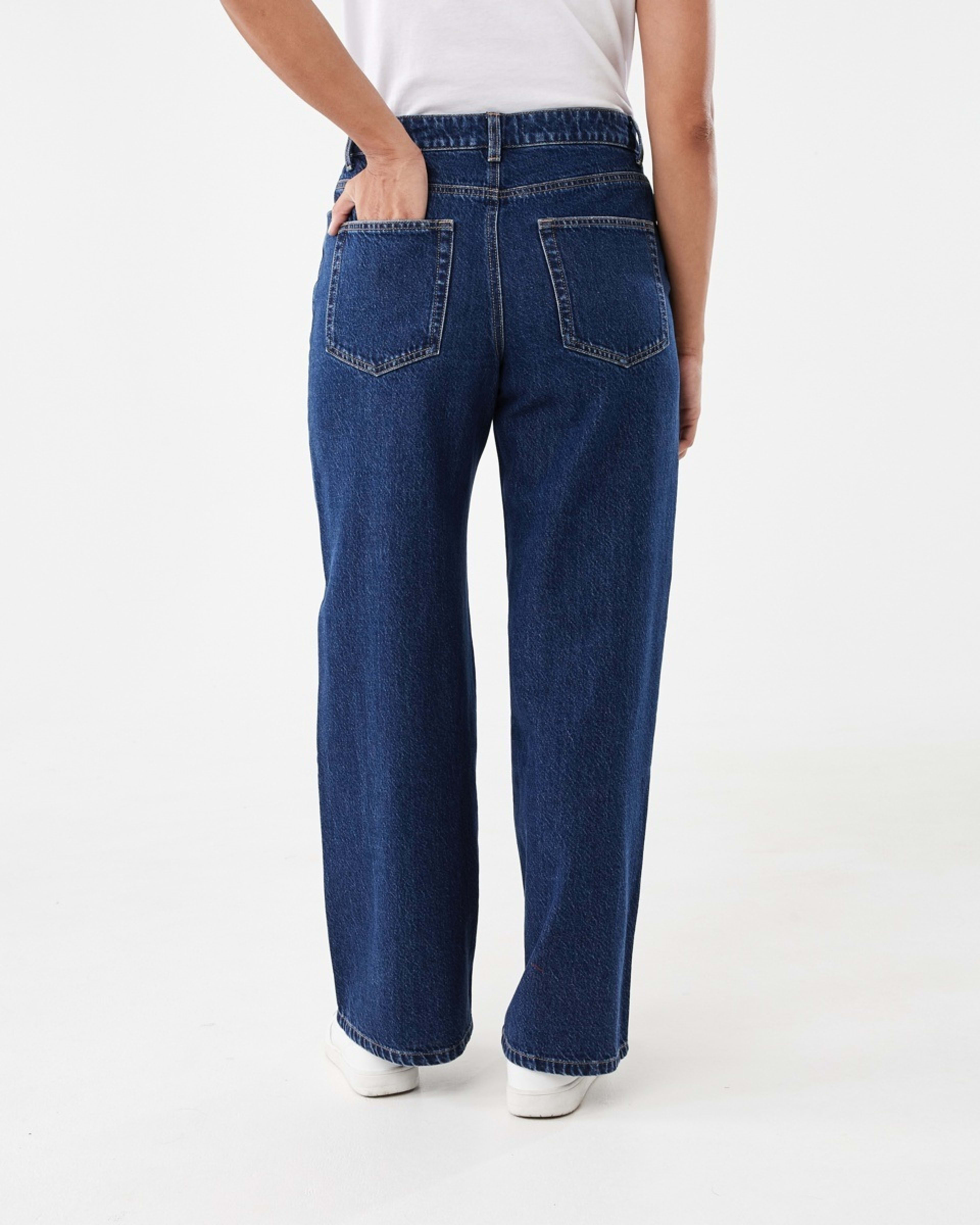 3 Wide Tie Waist Jeans Dark Wash, 3 of 5
