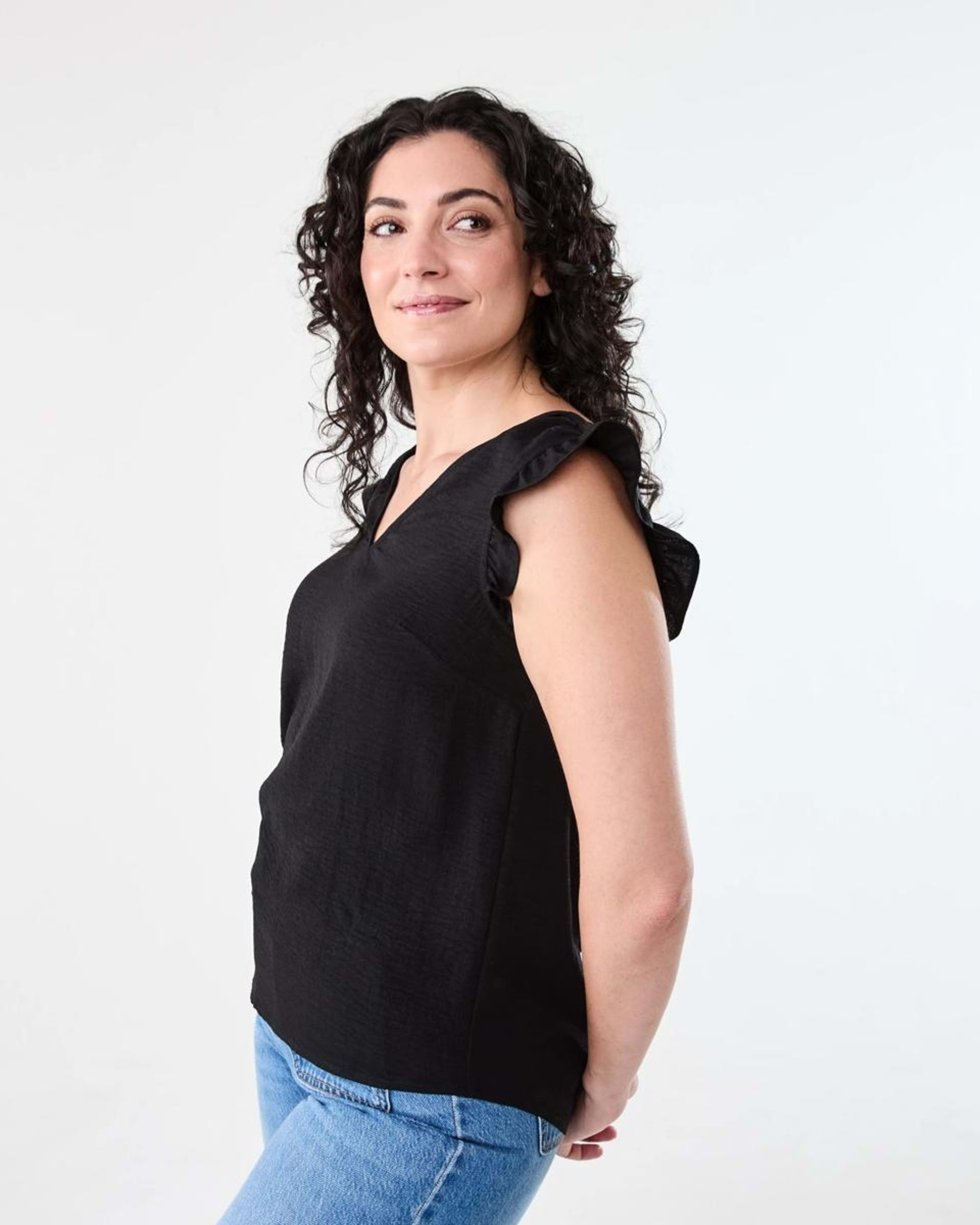 2 Sleeveless Frill Top BLACK, 2 of 6
