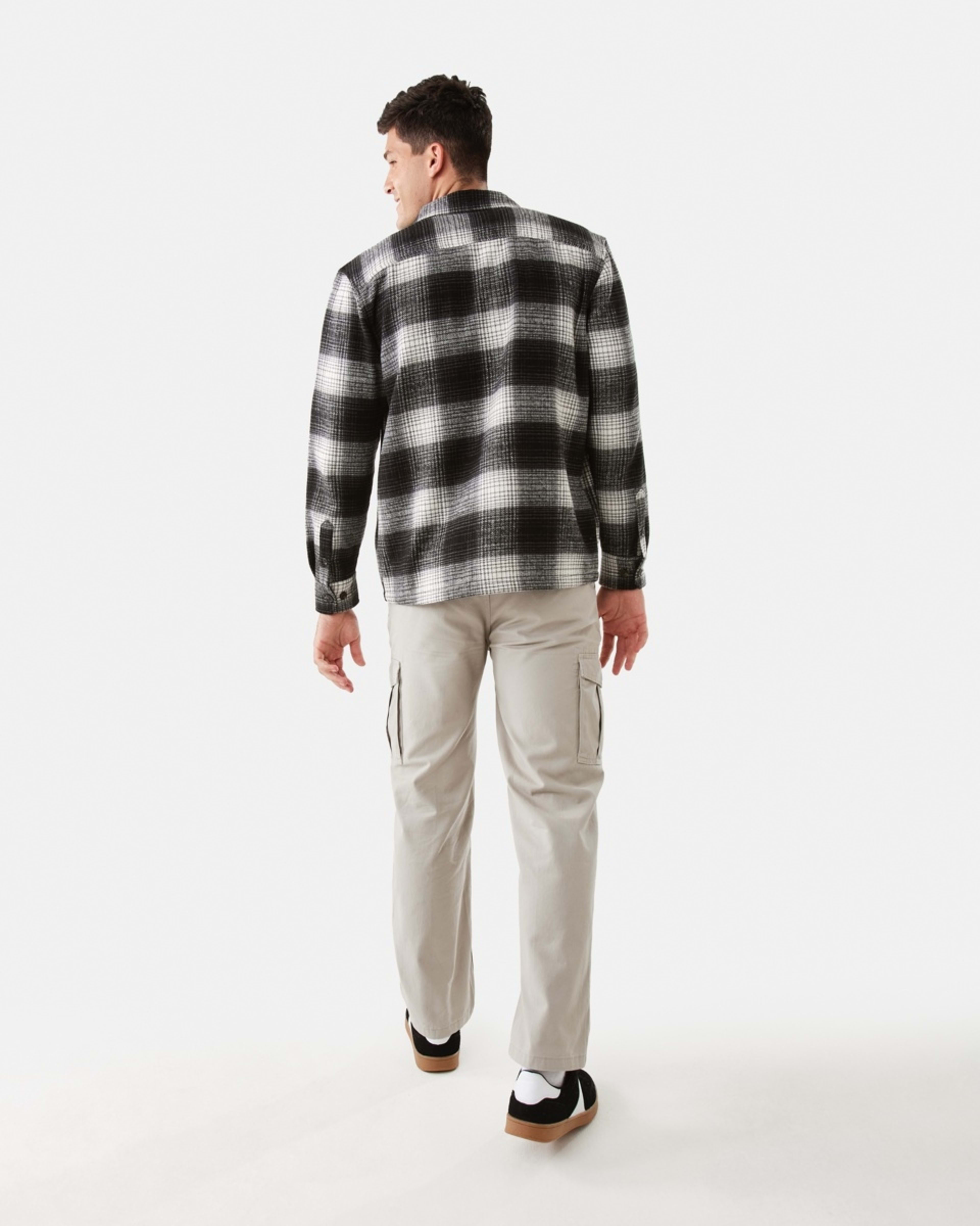 4 Long Sleeve Check Overshirt Blk Check, 4 of 8
