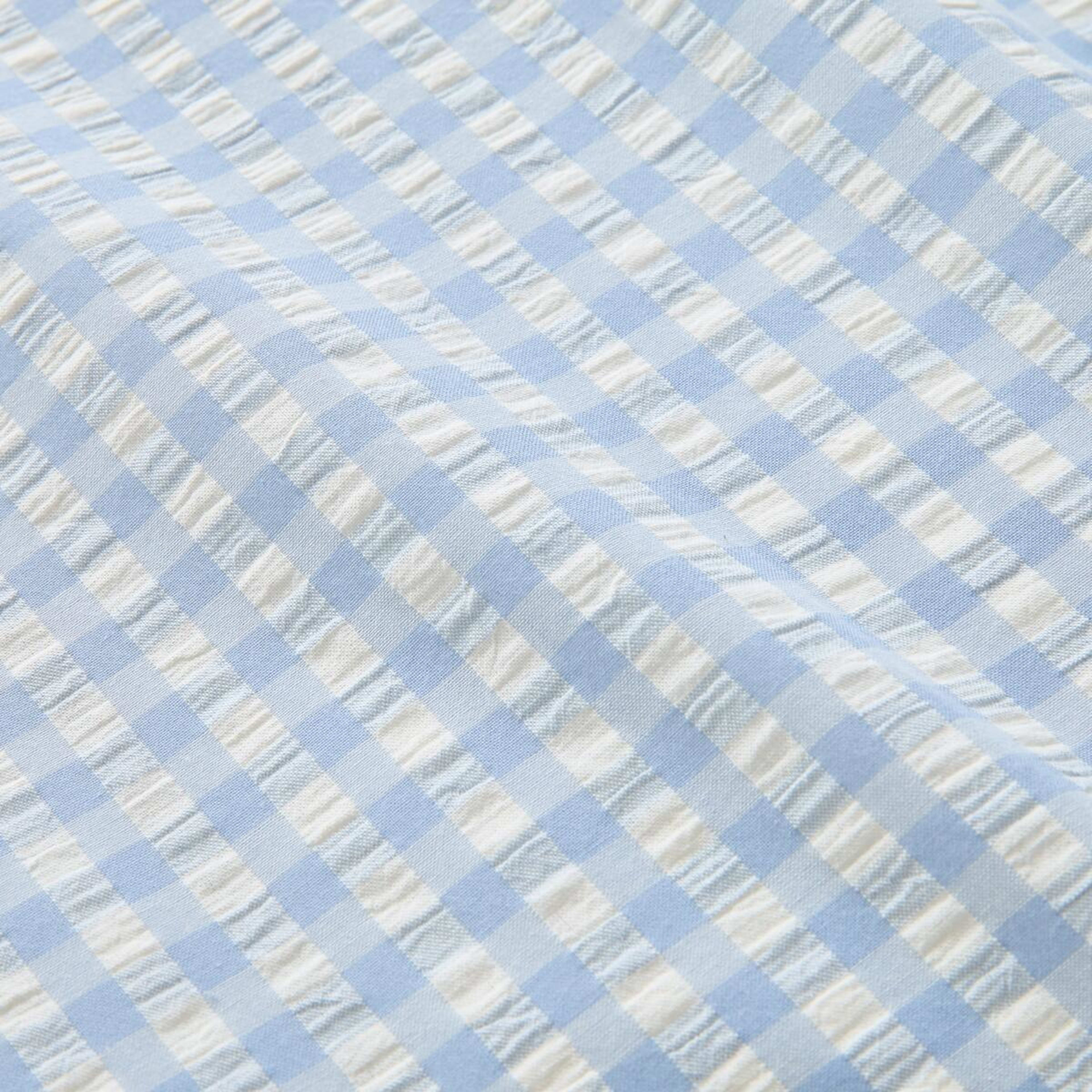 4 Gingham Ruffle Reversible Cotton Quilt Cover Set - Double Bed, Blue, 4 of 7
