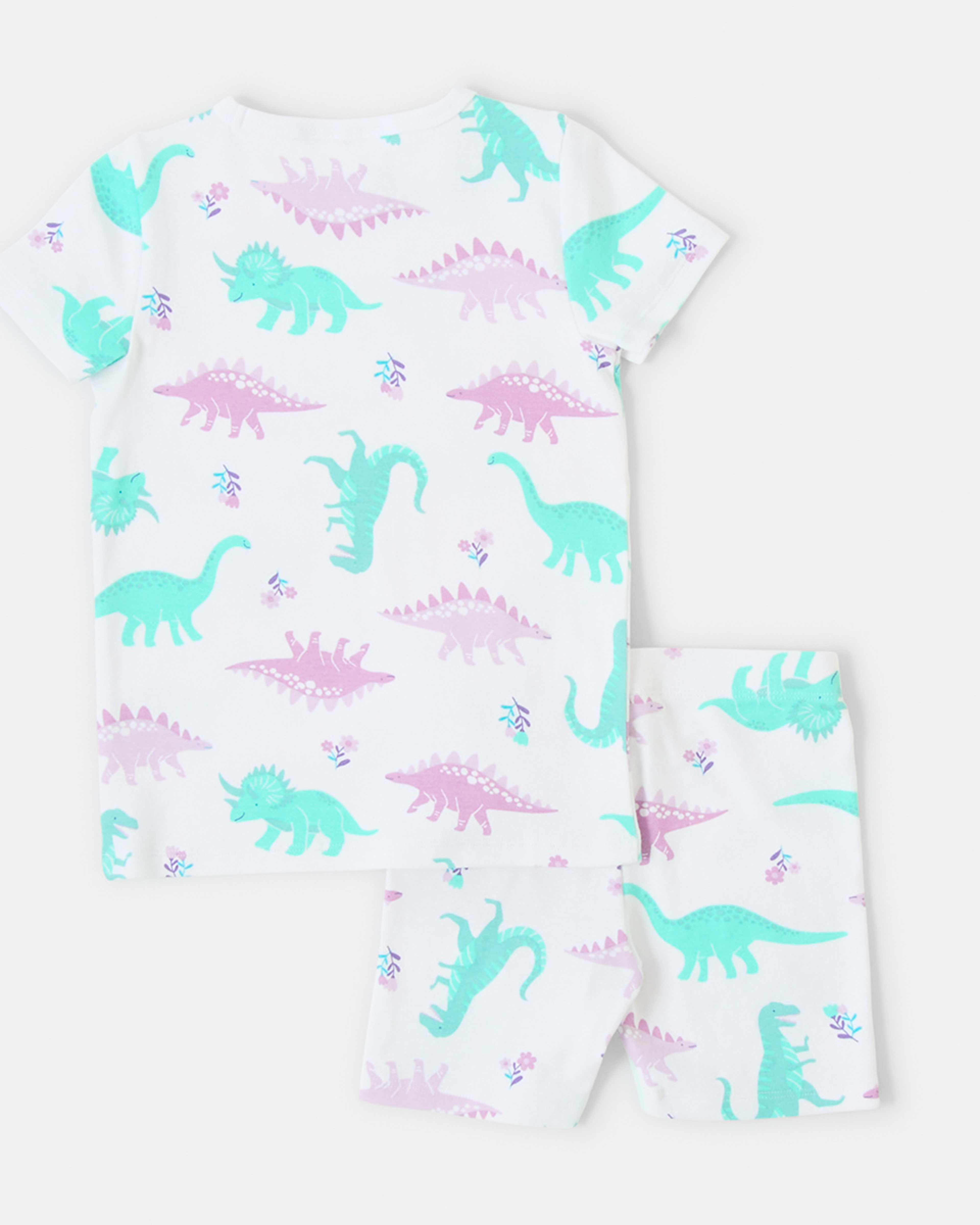8 Short Sleeve Skinny Rib Knit Pyjama Set Whitedino, 8 of 10
