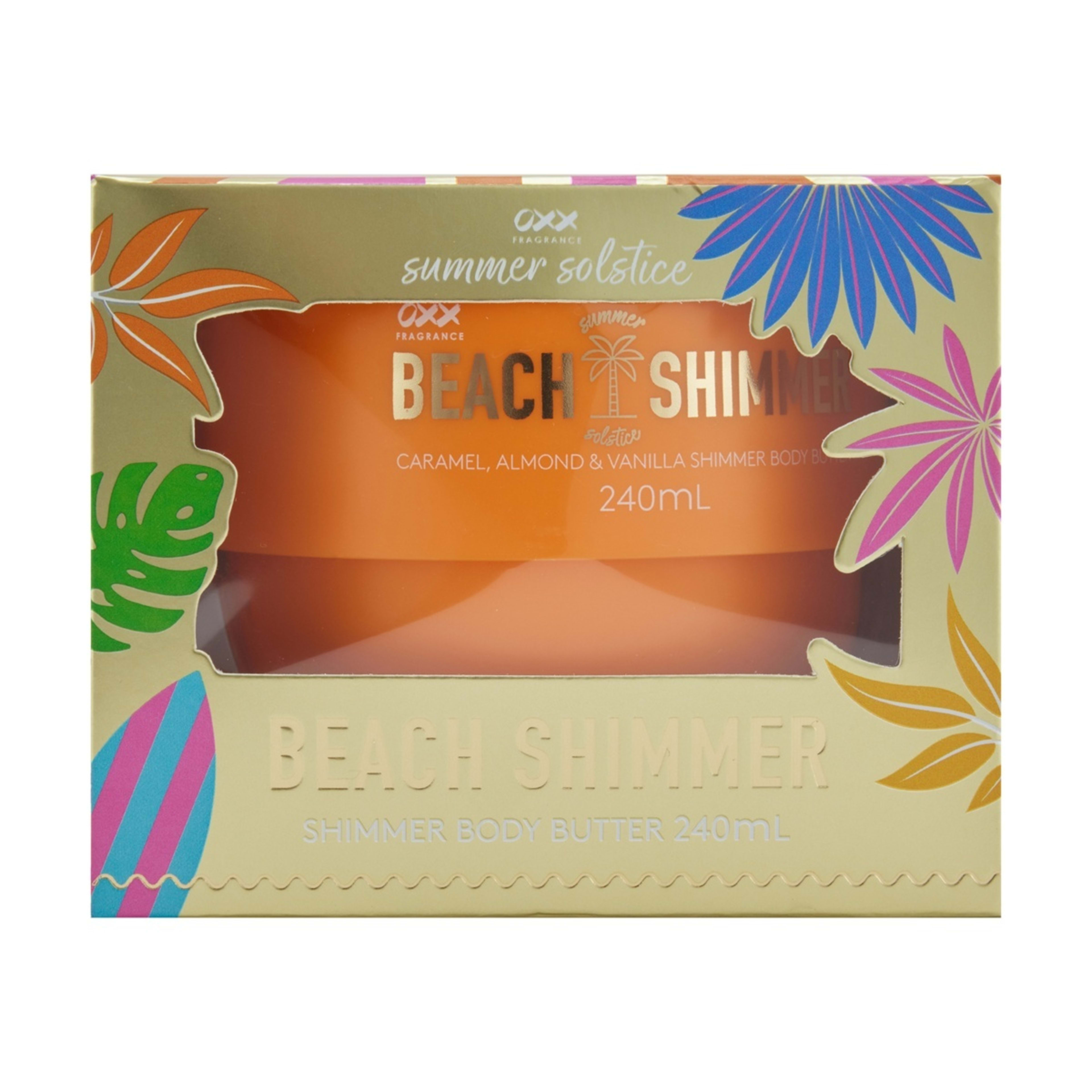 1 OXX Fragrance Beach Shimmer Summer Solstice Body Butter 240ml - Caramel, Almond and Vanilla