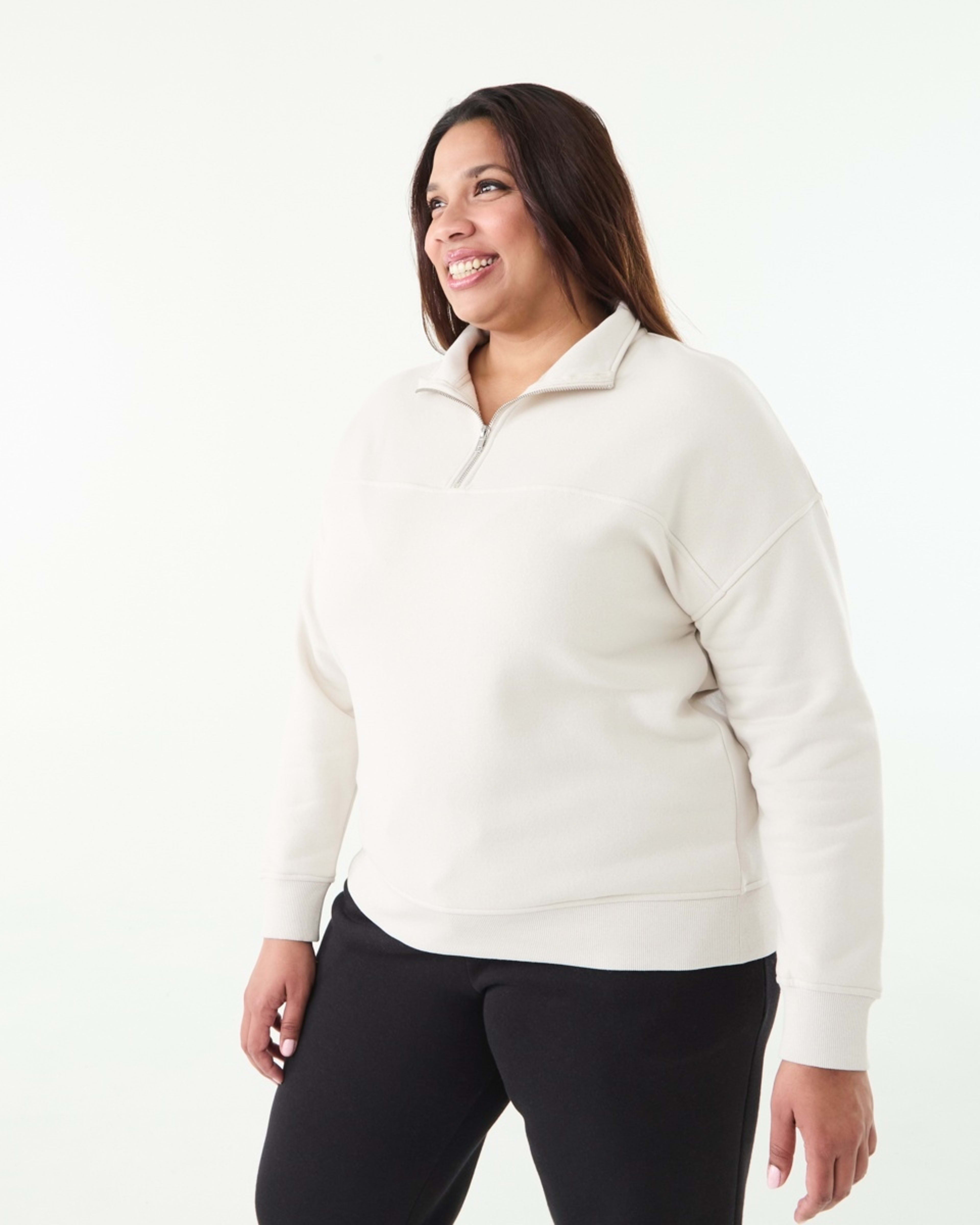 2 Curve Long Sleeve Seam Front Zip Sweatshirt Nat Beige, 2 of 5