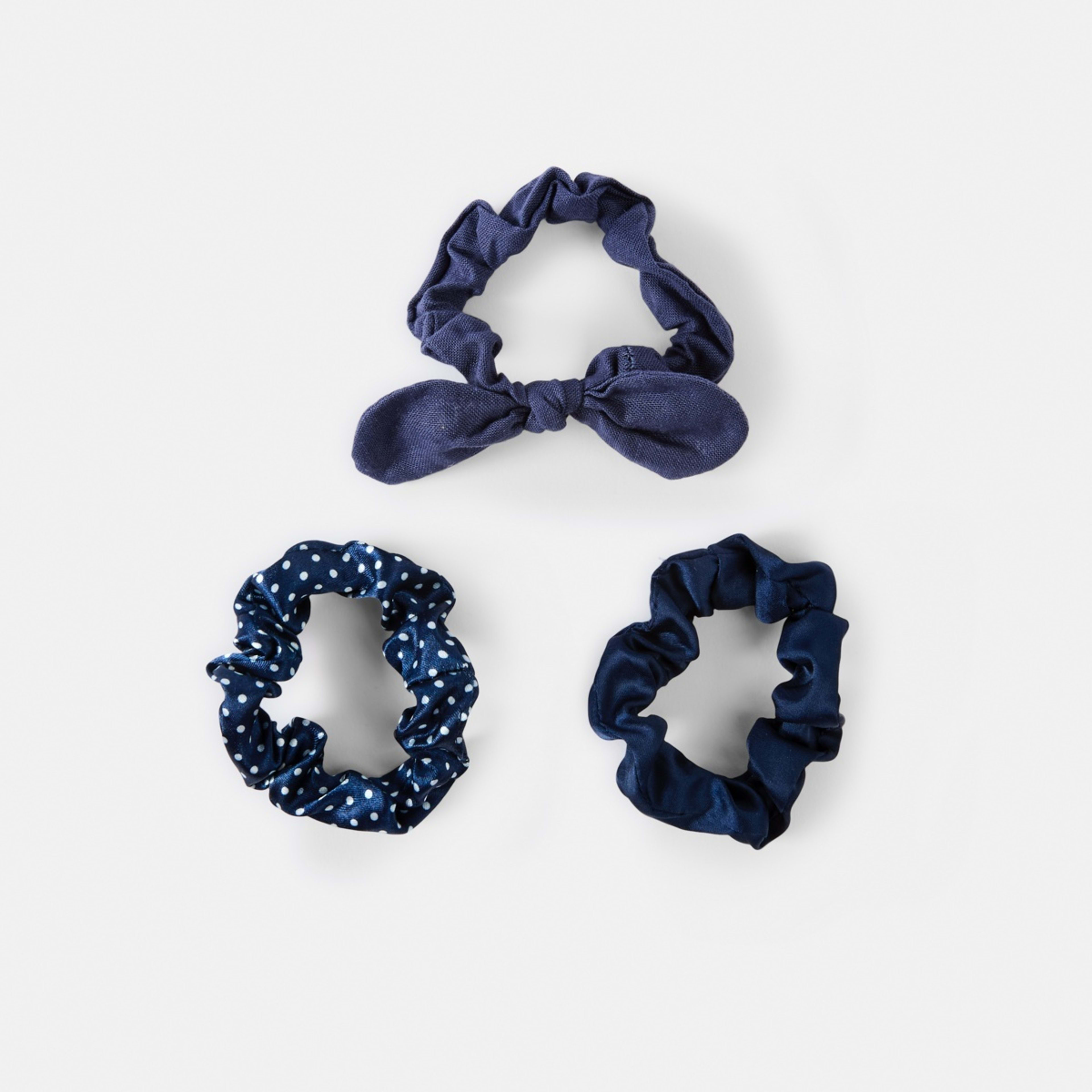 2 3 Pack Mixed Hair Scrunchies Dark Sapphire, 2 of 4