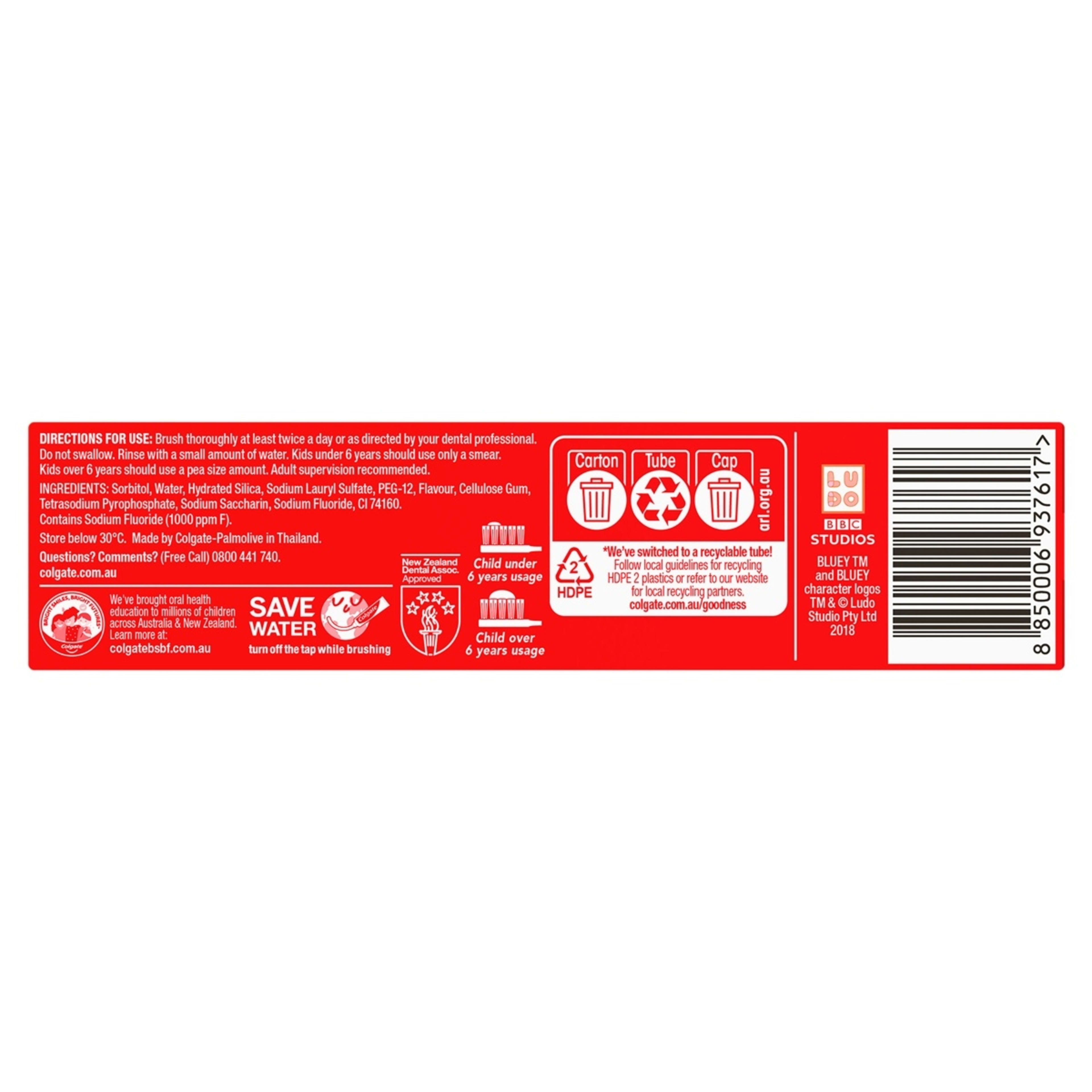 4 Colgate Junior Bluey Mild Mint Gel Toothpaste, 4 of 10