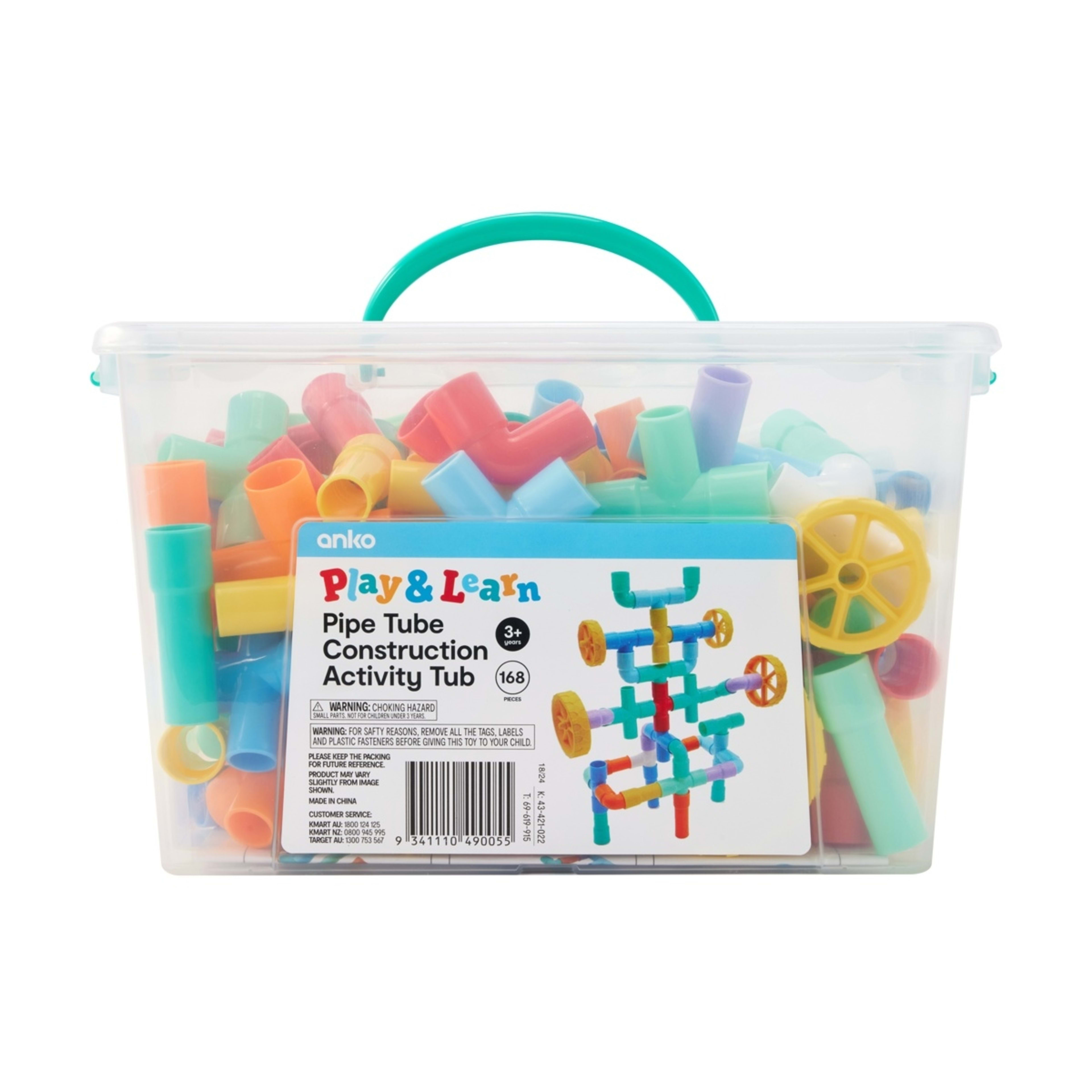 1 168 Piece Play and Learn Pipe Tube Construction Activity Tub