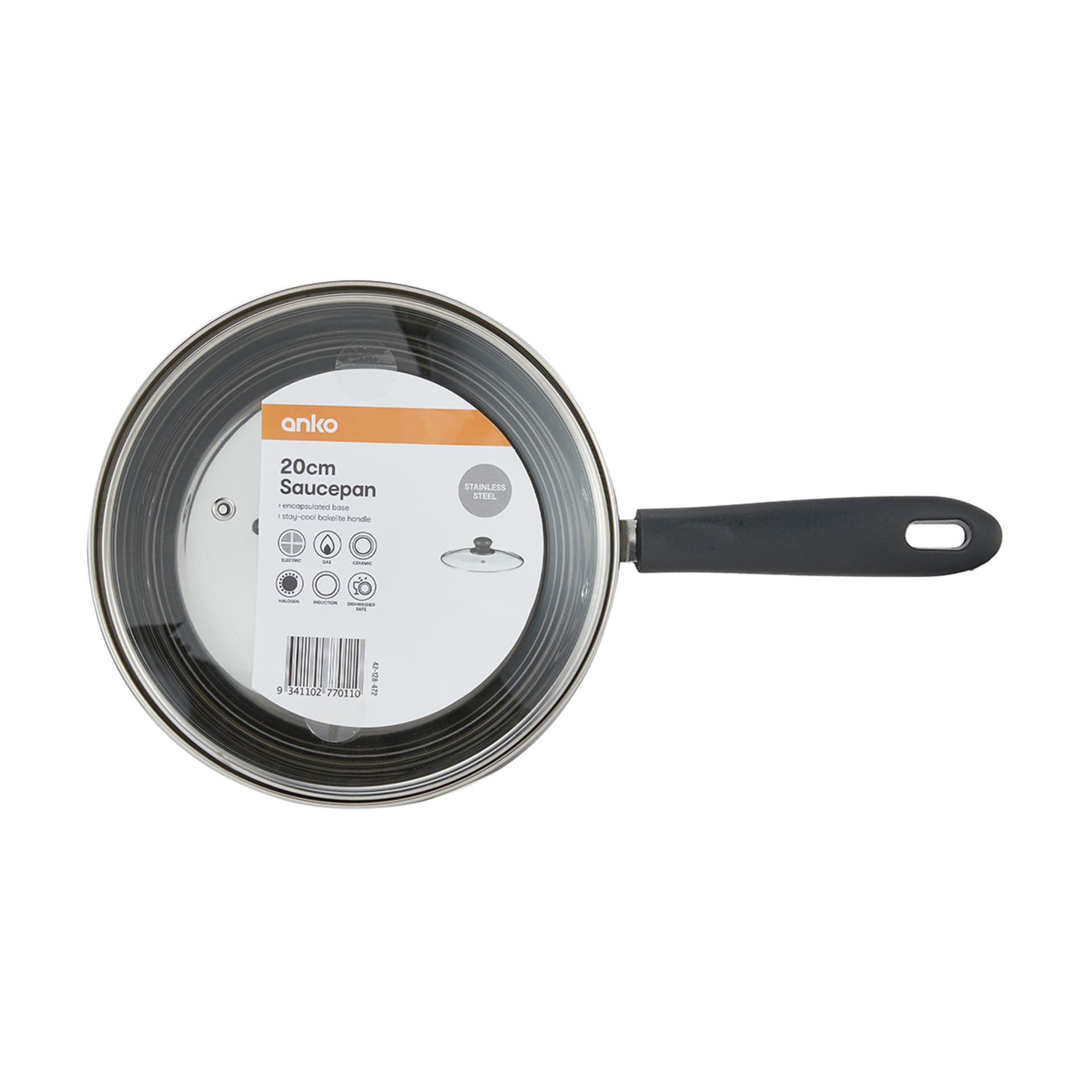 20cm Stainless Steel Saucepan with Lid Kmart