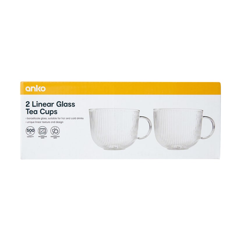 2 Pack Linear Glass Tea Cups Kmart