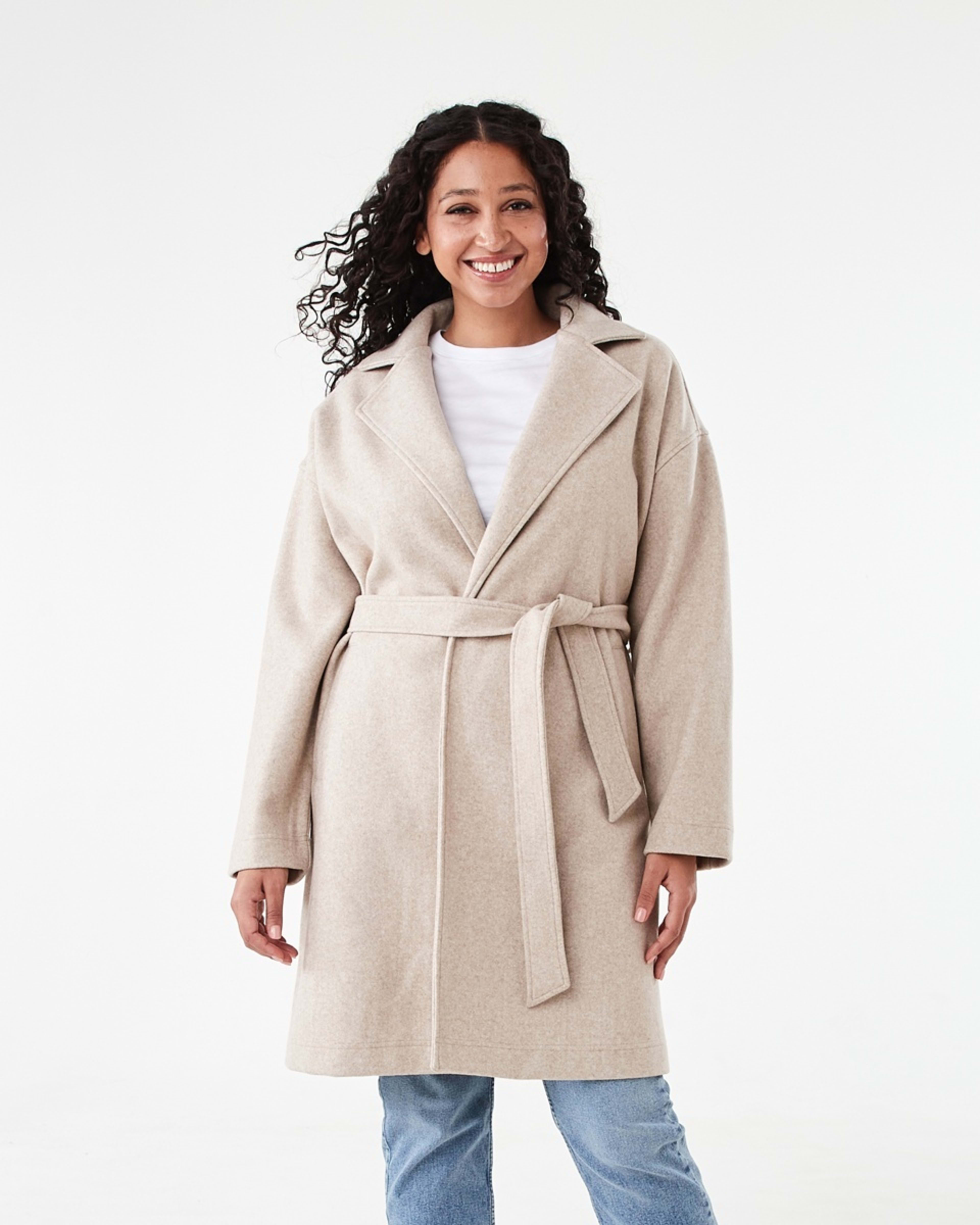 1 Oversized Coat with Belt Loml Marle, 1 of 9