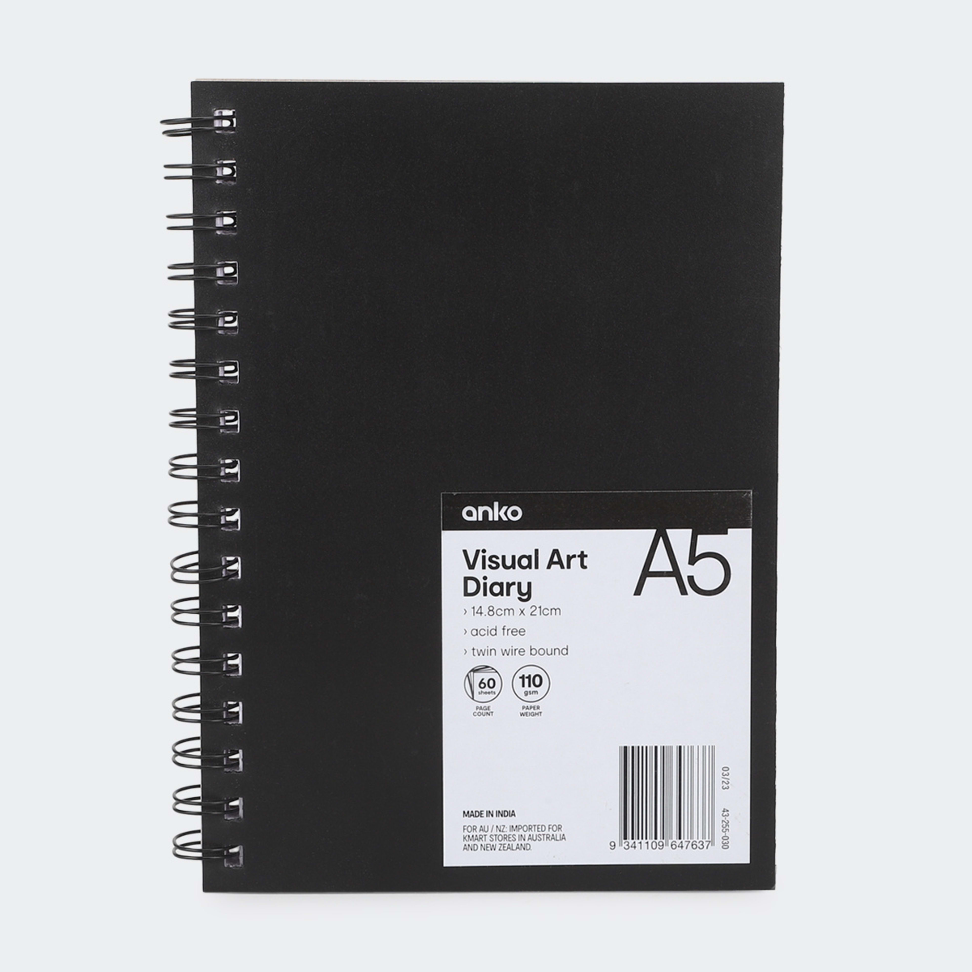 A5 Visual Art Diary Black Kmart