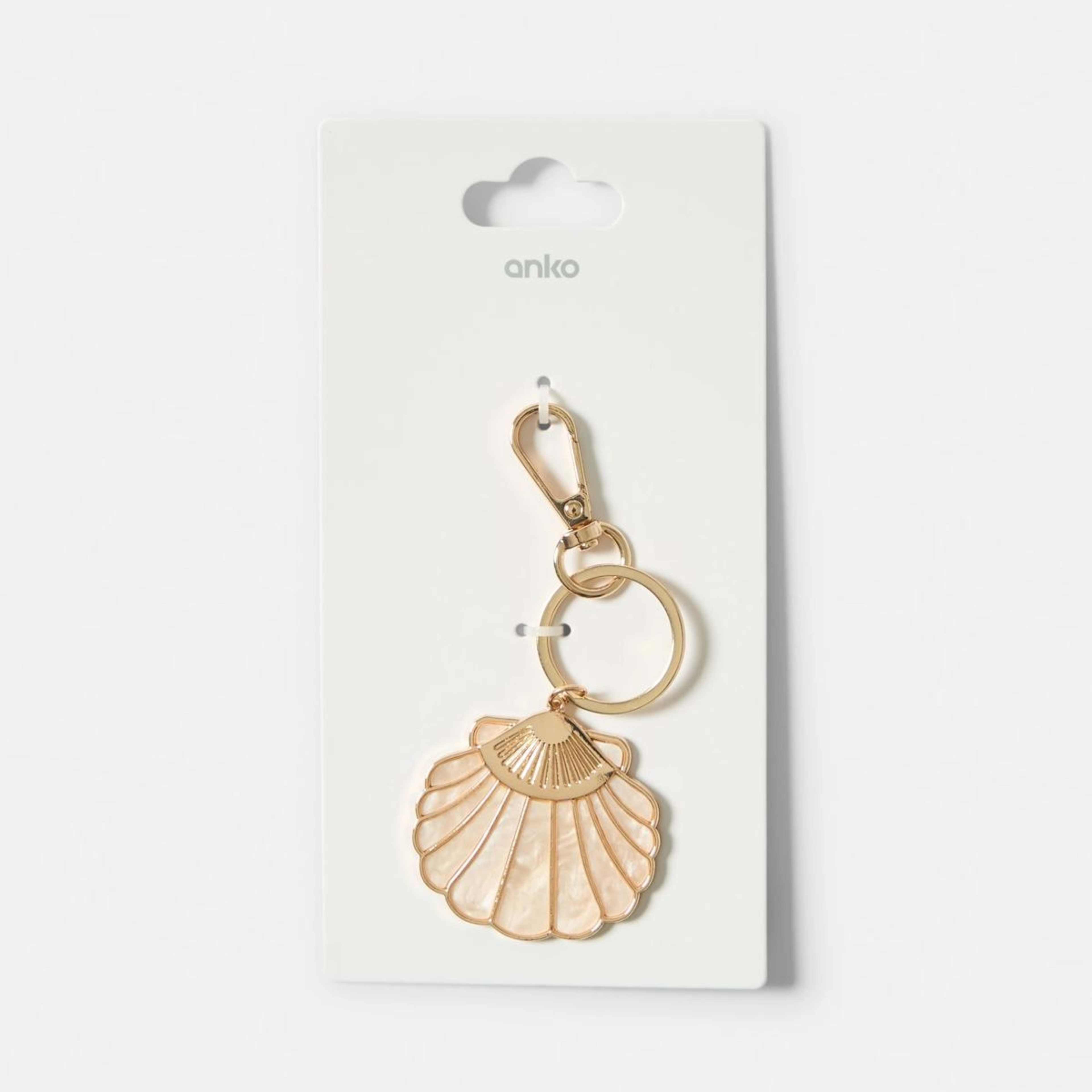 5 Large Shell Bag Charm Keyring - Gold Tone, 5 of 5
