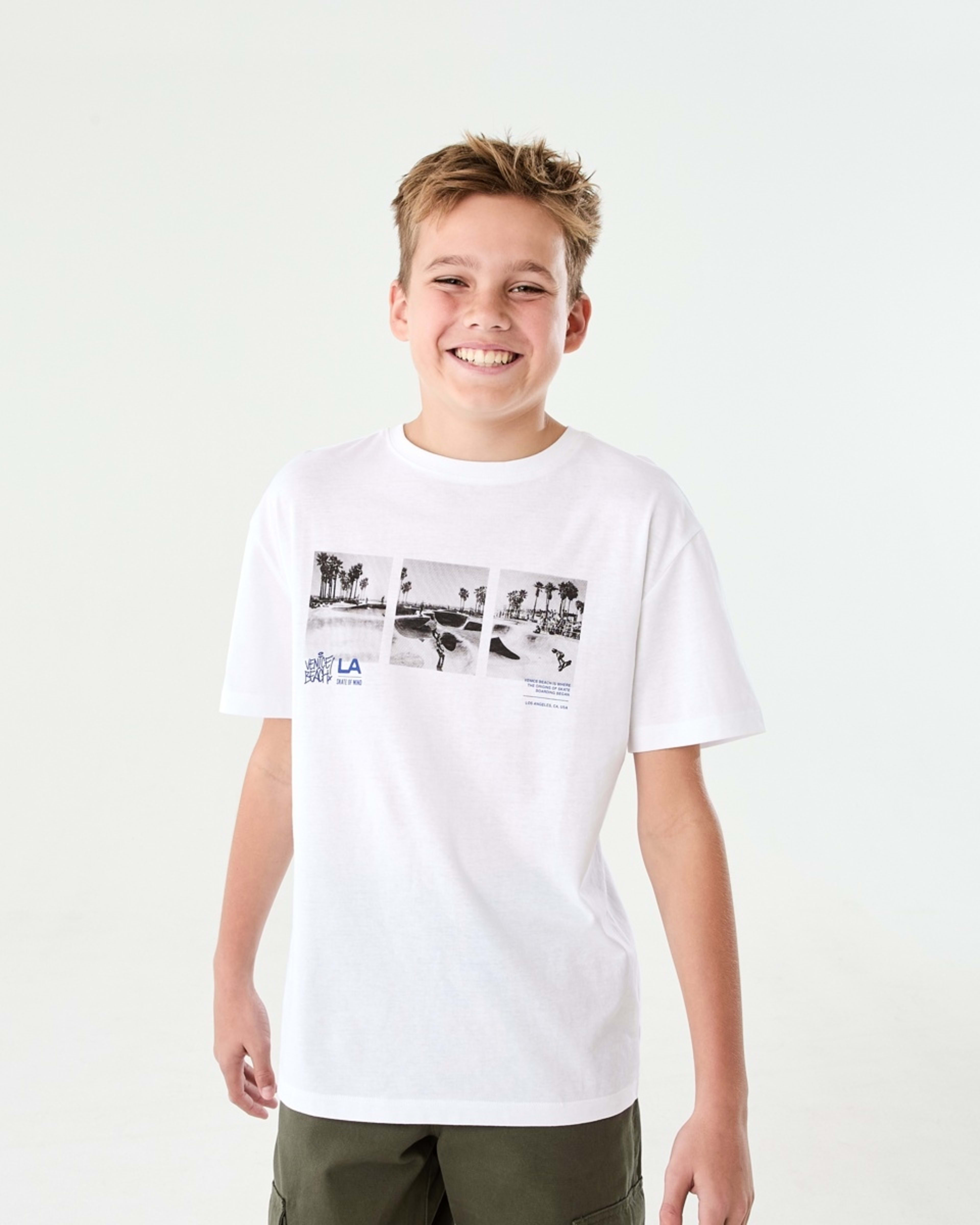 1 Short Sleeve Graphic Print T-shirt LA SKATE OF MIND WHITE, 1 of 7