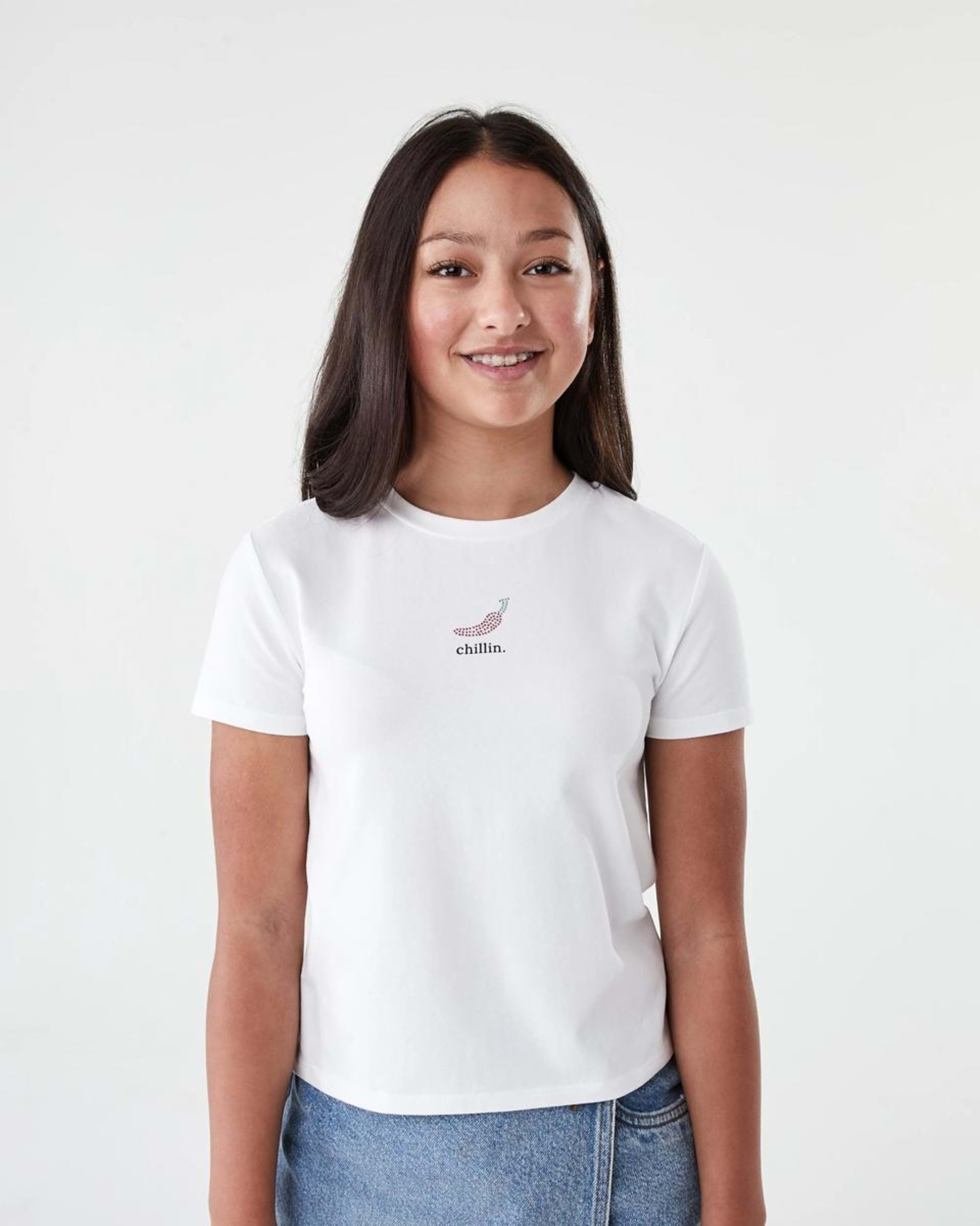 1 Short Sleeve Embellished Baby T-shirt Wht Chilli, 1 of 7