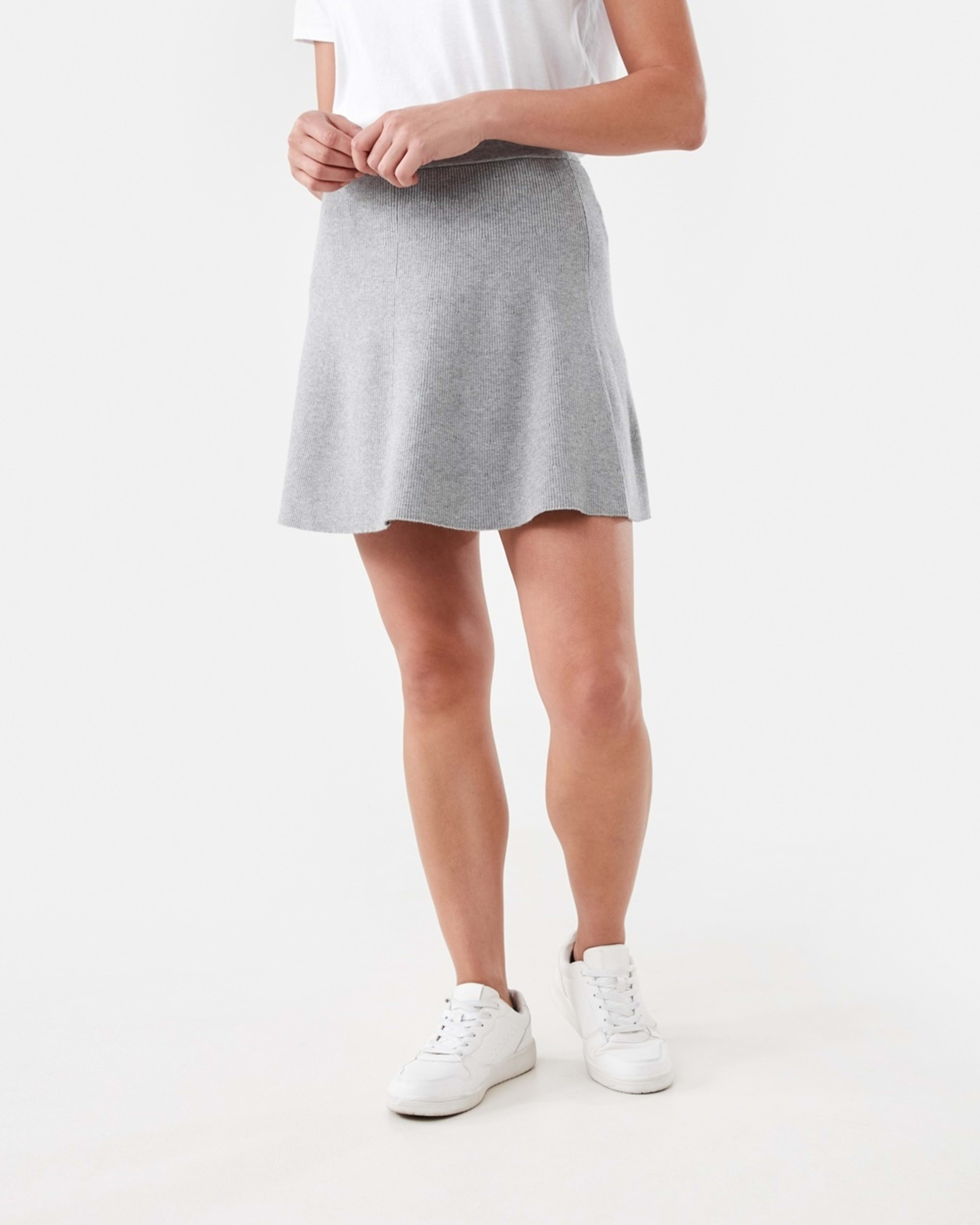 5 True Knit Rib Mini Skirt Grey Marle, 5 of 5